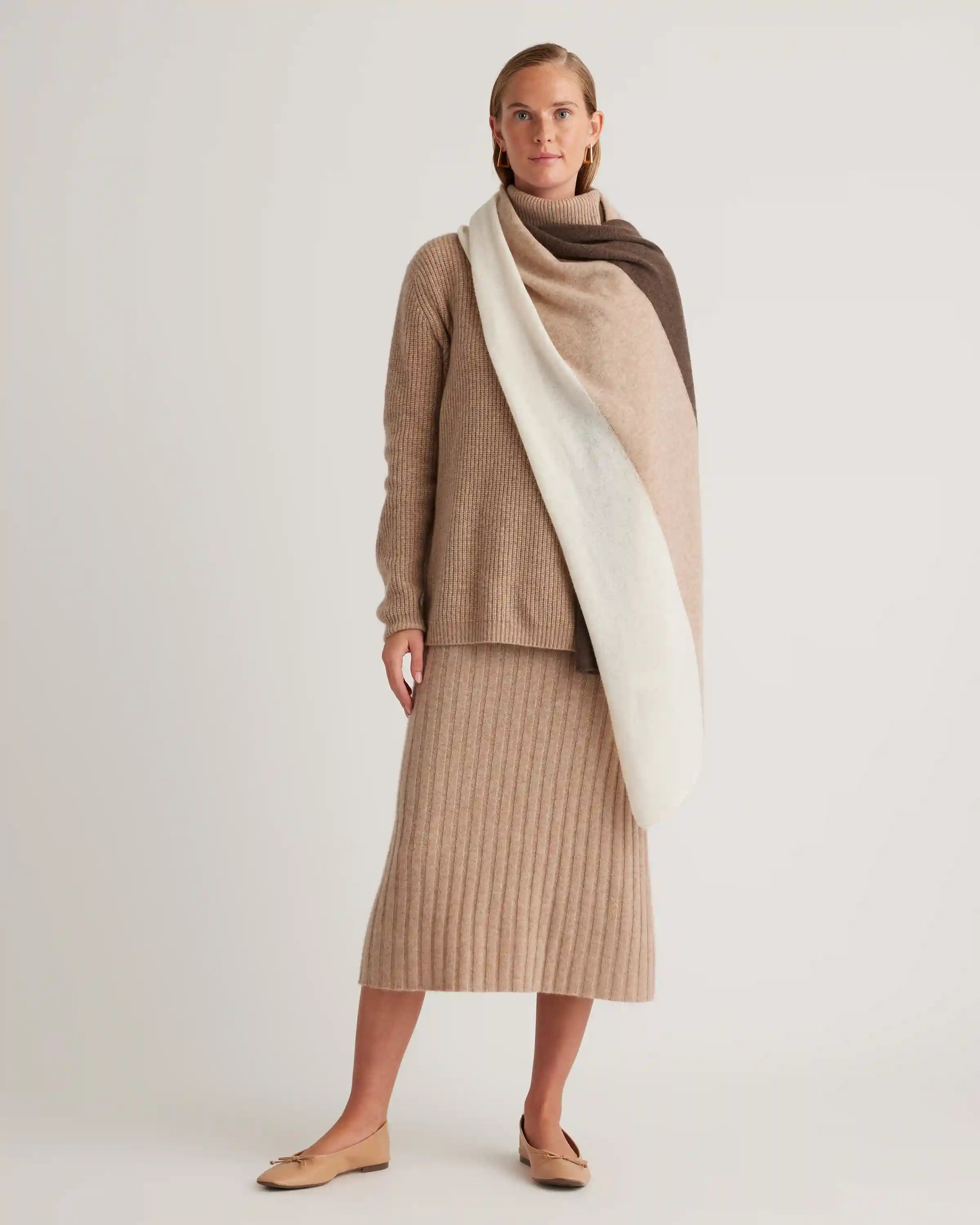 Mongolian Cashmere Colorblock Wrap