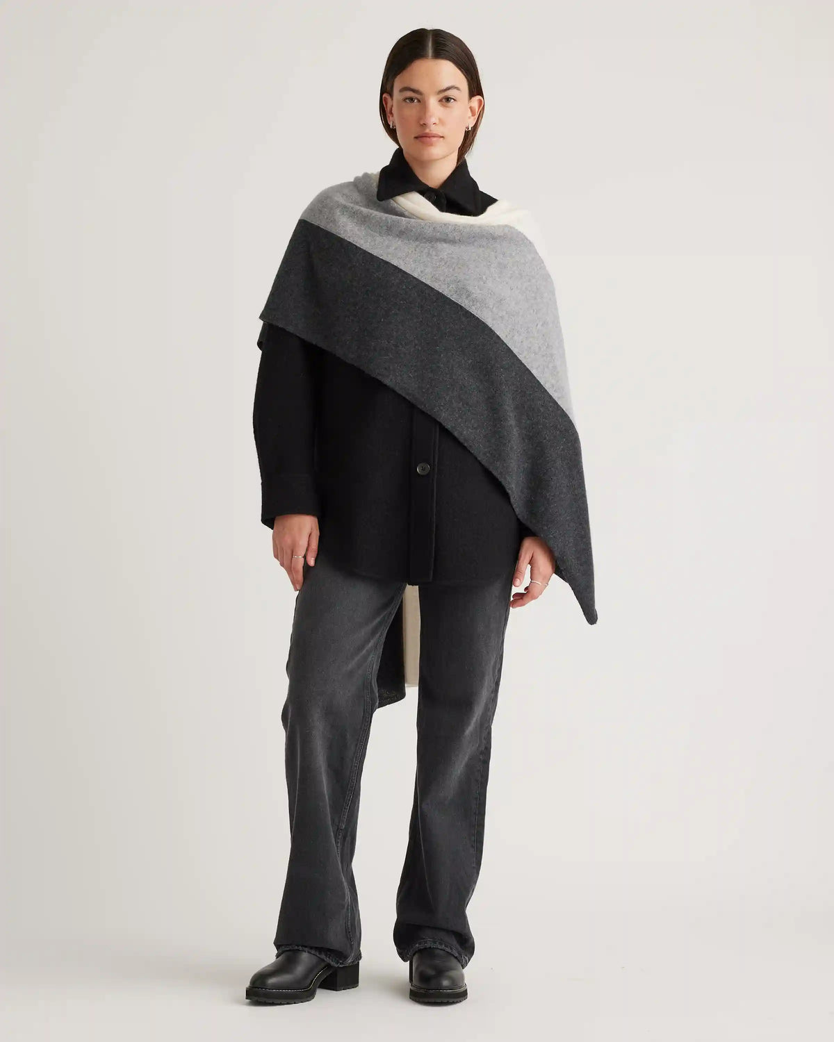 Mongolian Cashmere Colorblock Wrap