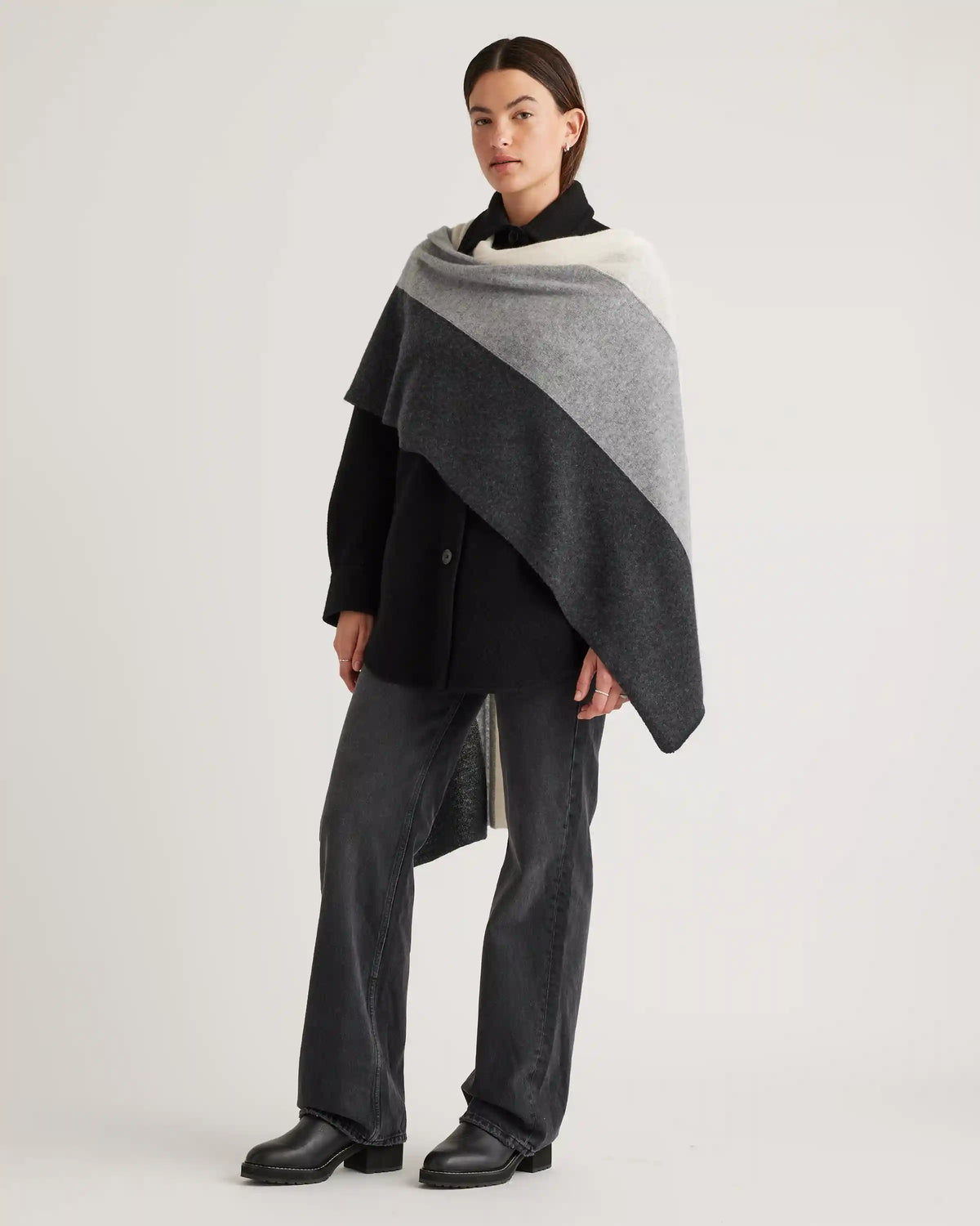 Mongolian Cashmere Colorblock Wrap