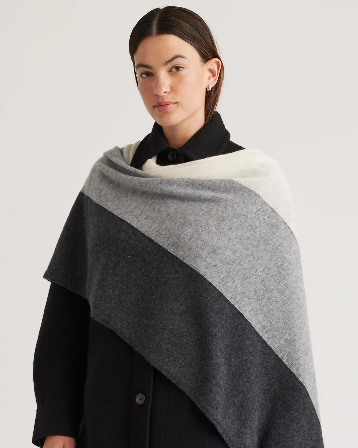 Mongolian Cashmere Colorblock Wrap
