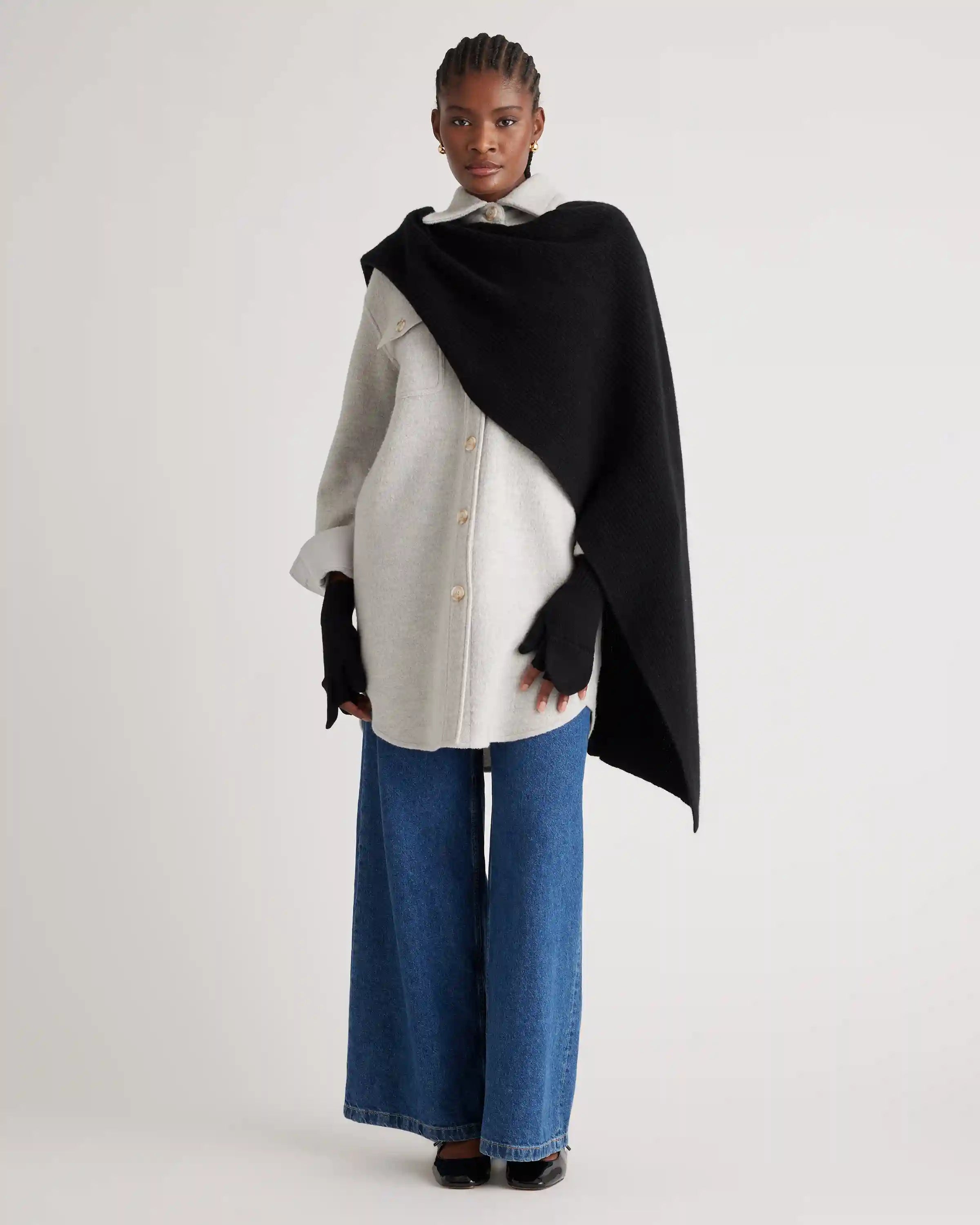 Mongolian Cashmere Ribbed Wrap
