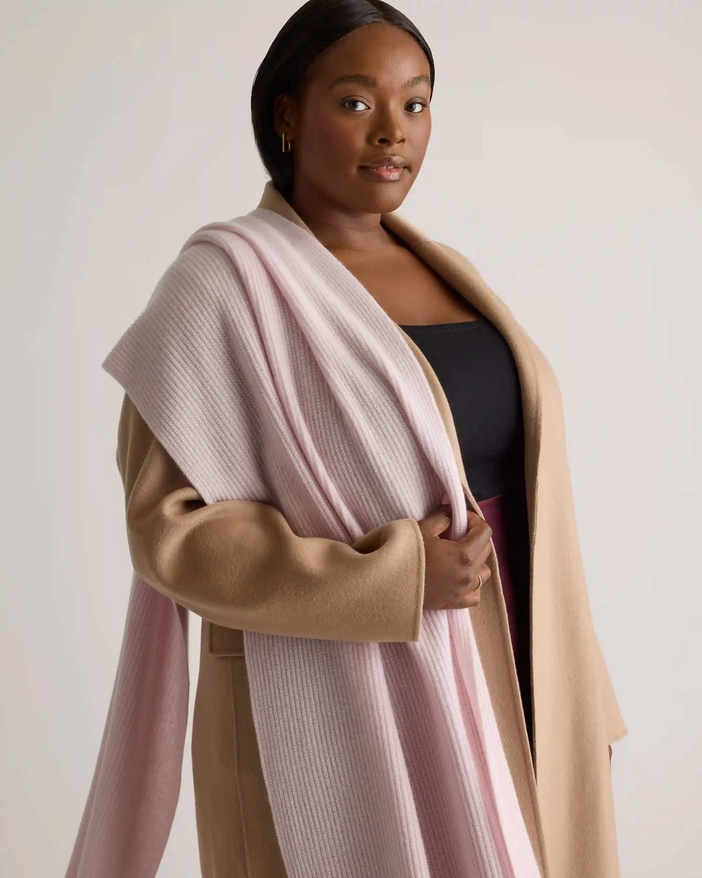 Mongolian Cashmere Ribbed Wrap