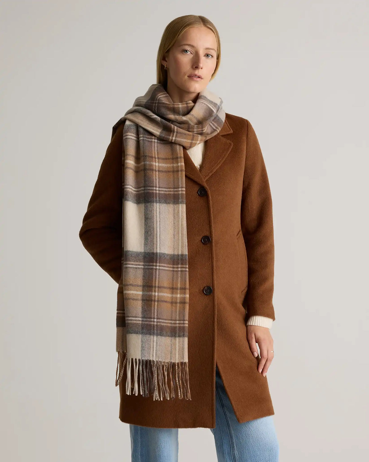 Mongolian Cashmere Tartan Scarf
