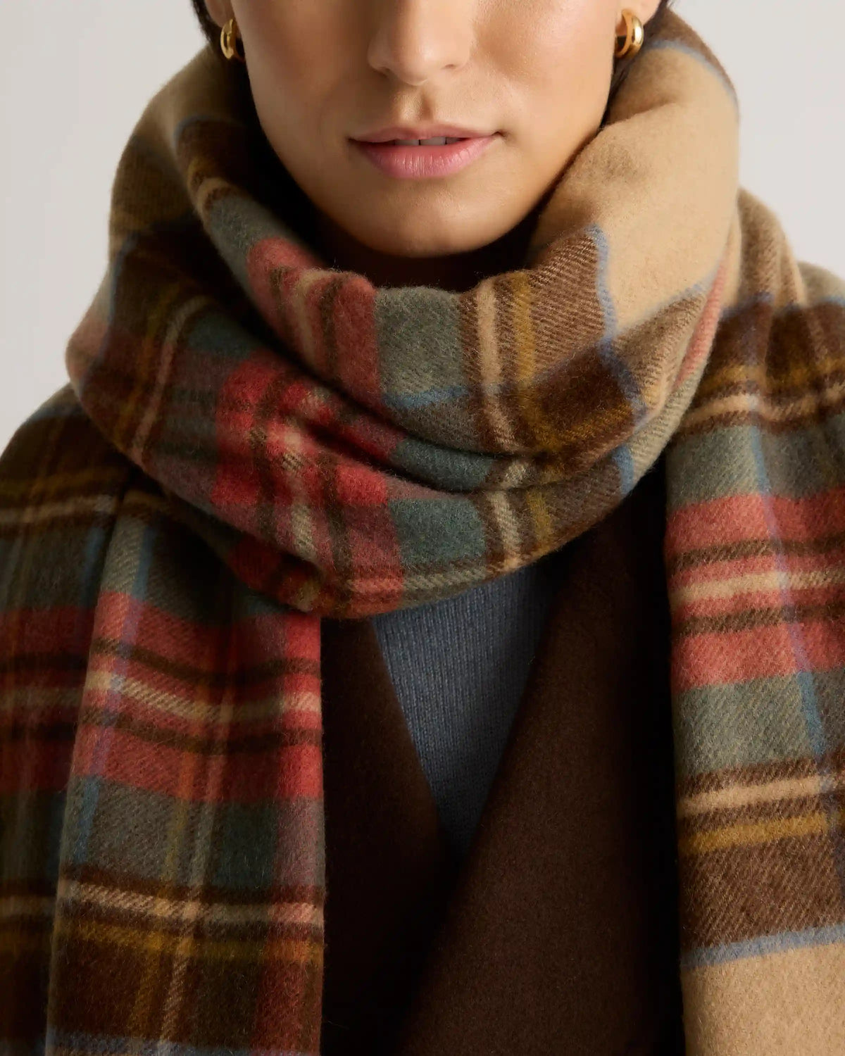 Mongolian Cashmere Tartan Scarf