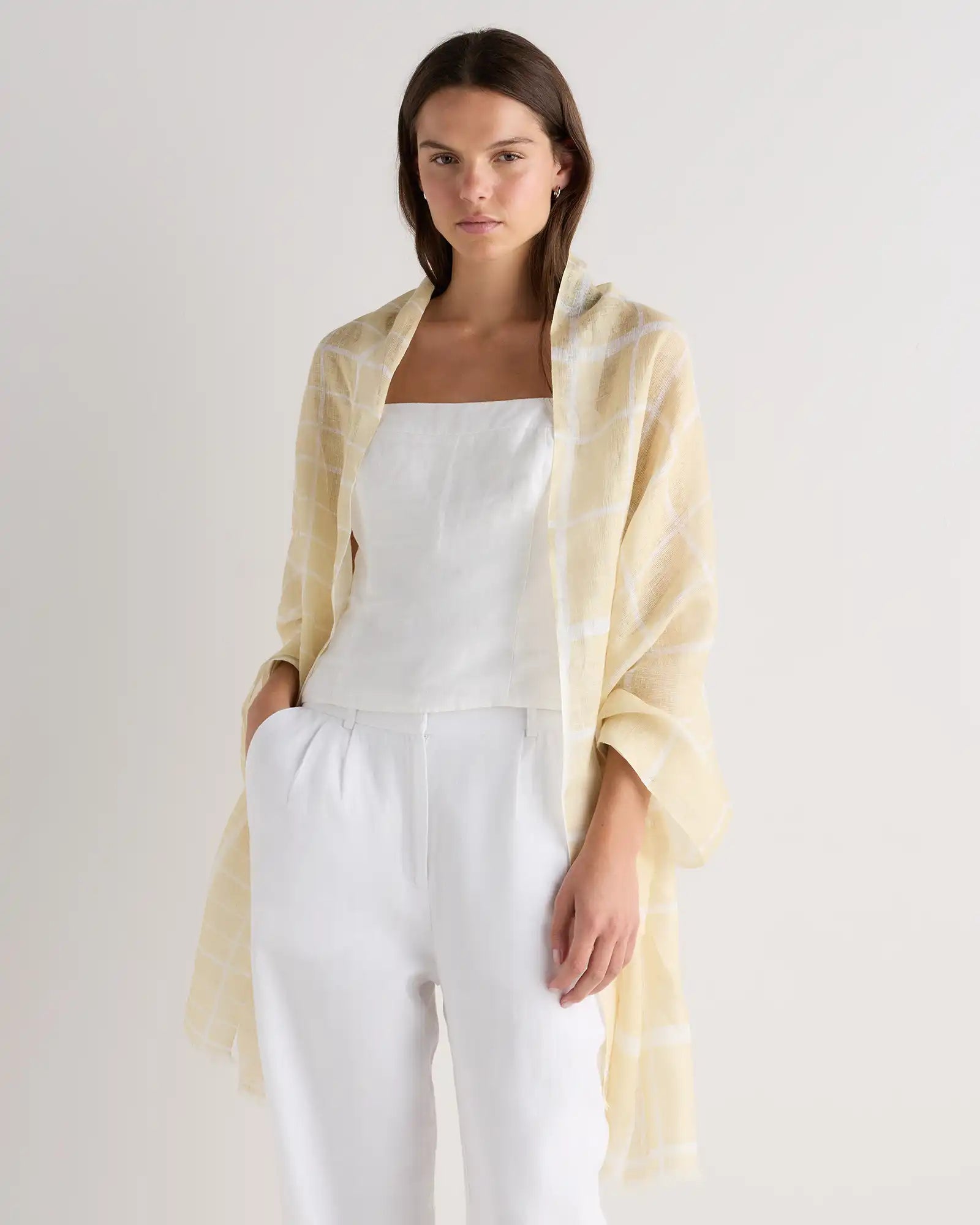 100% European Linen Printed Scarf