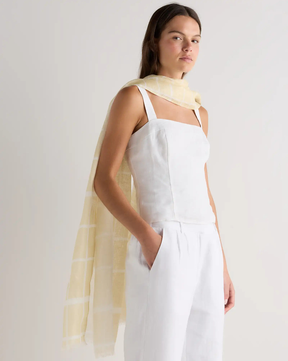 100% European Linen Printed Scarf