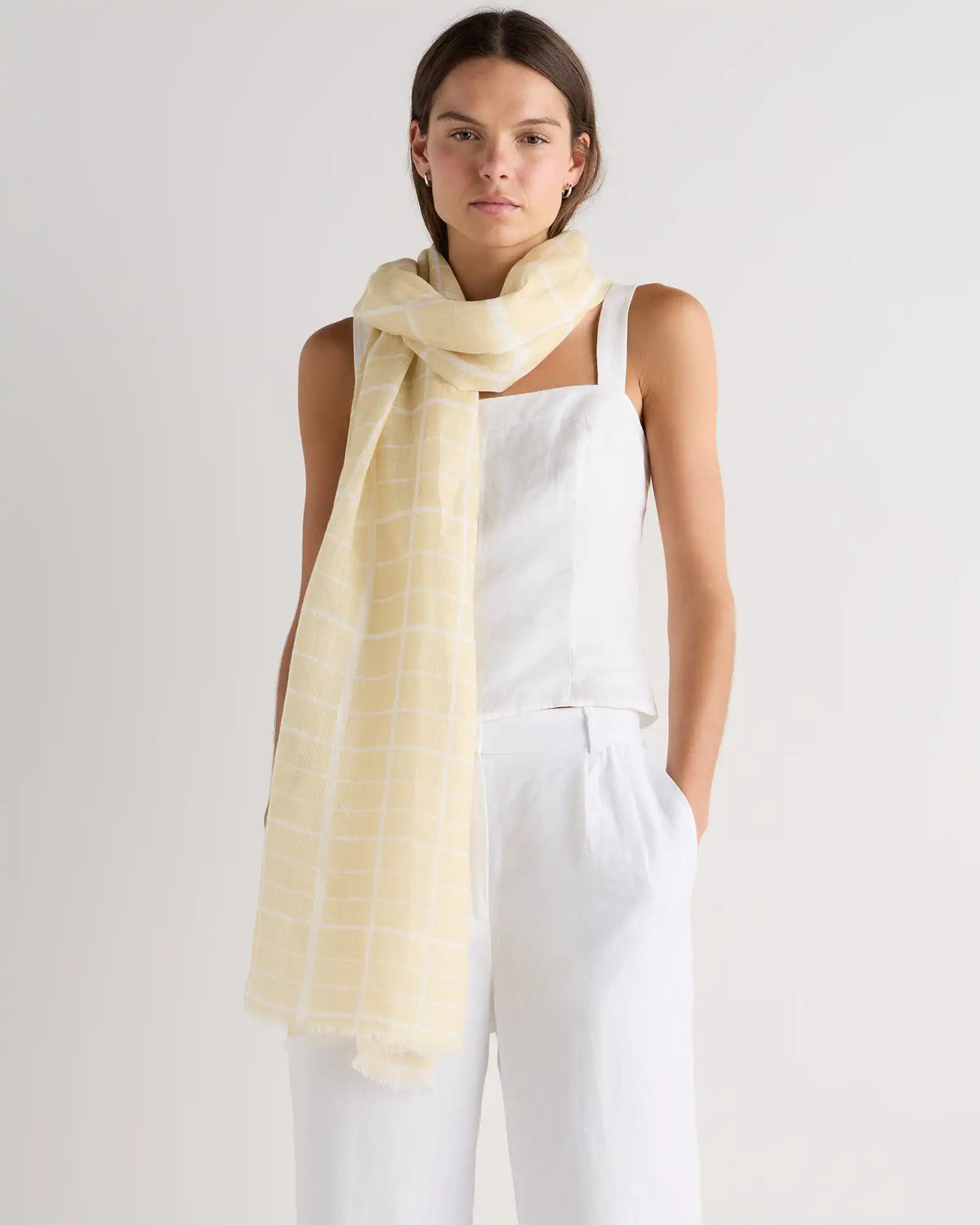 100% European Linen Printed Scarf