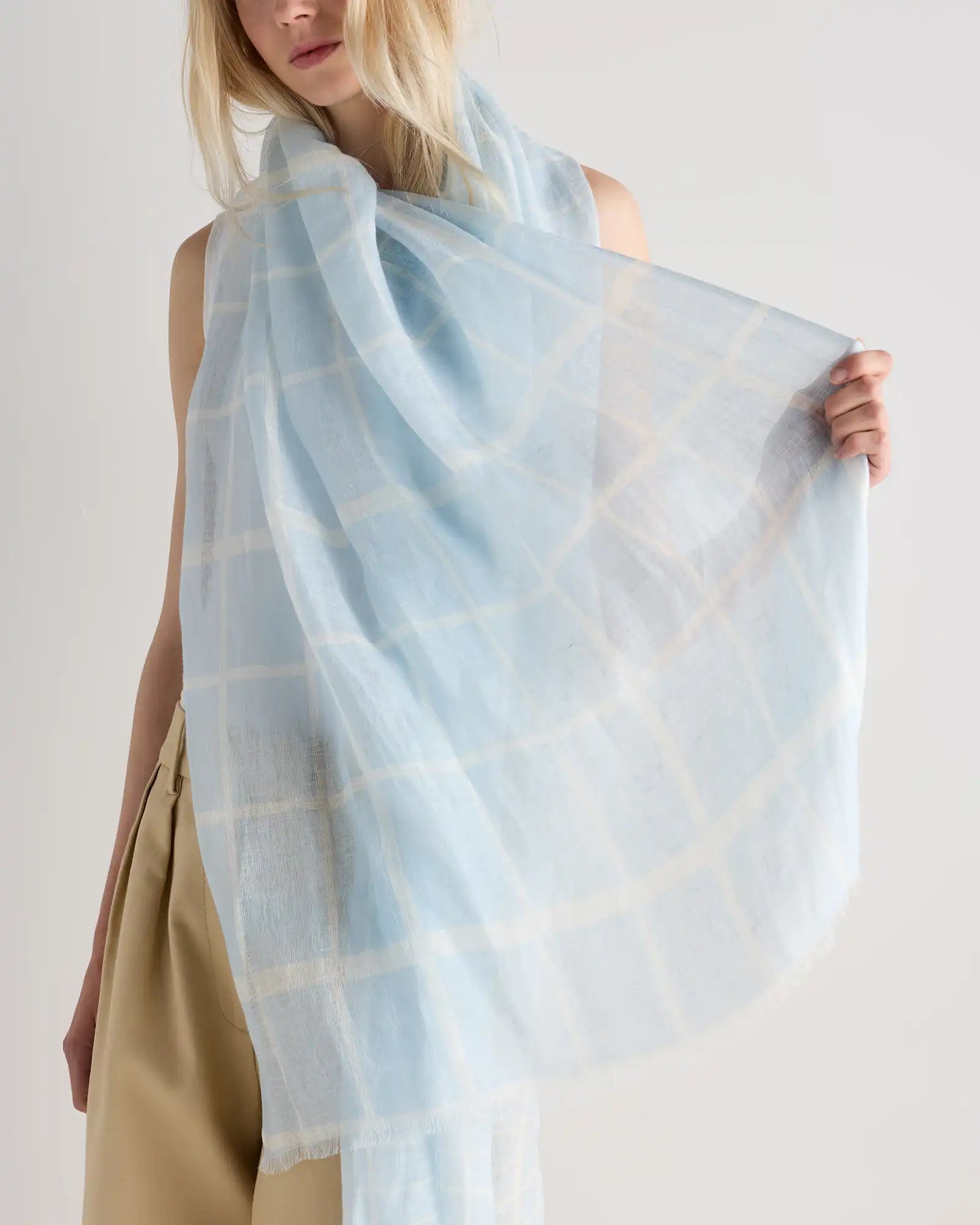 100% European Linen Printed Scarf