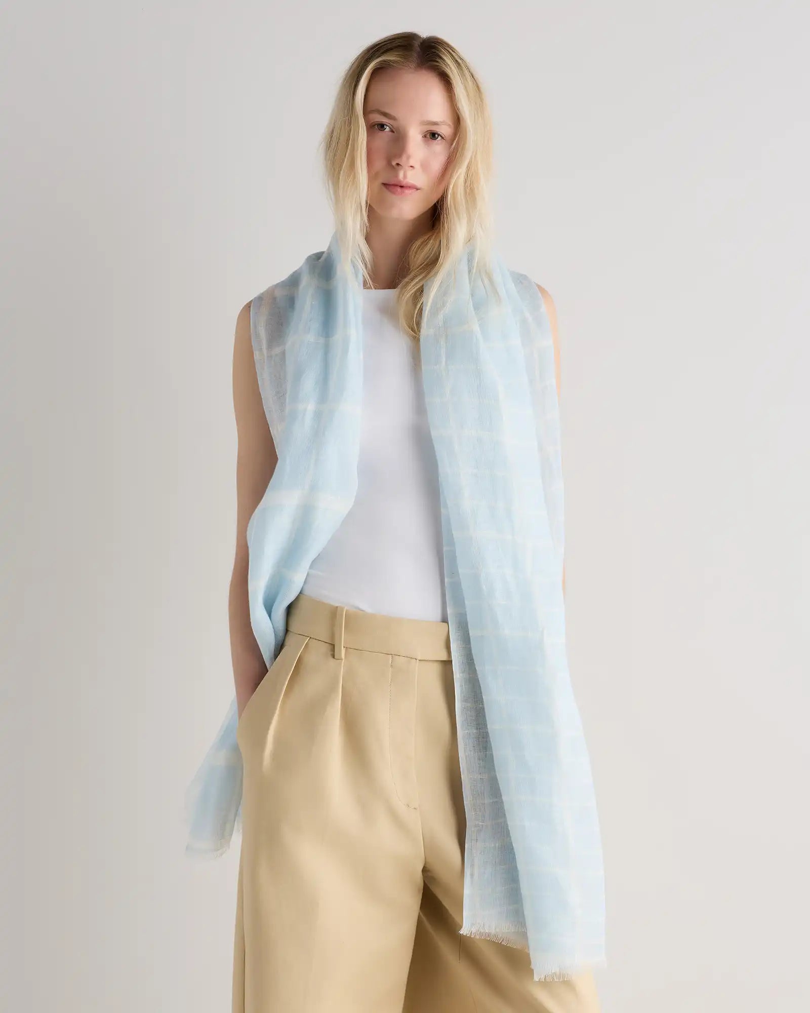 100% European Linen Printed Scarf