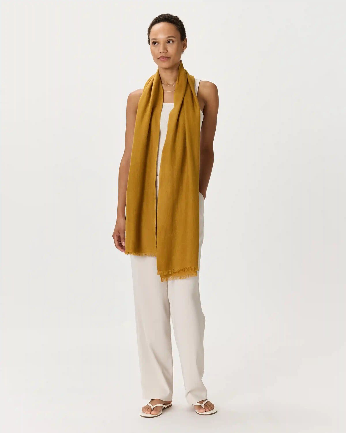 Featherweight Cashmere Silk Frayed Edge Scarf