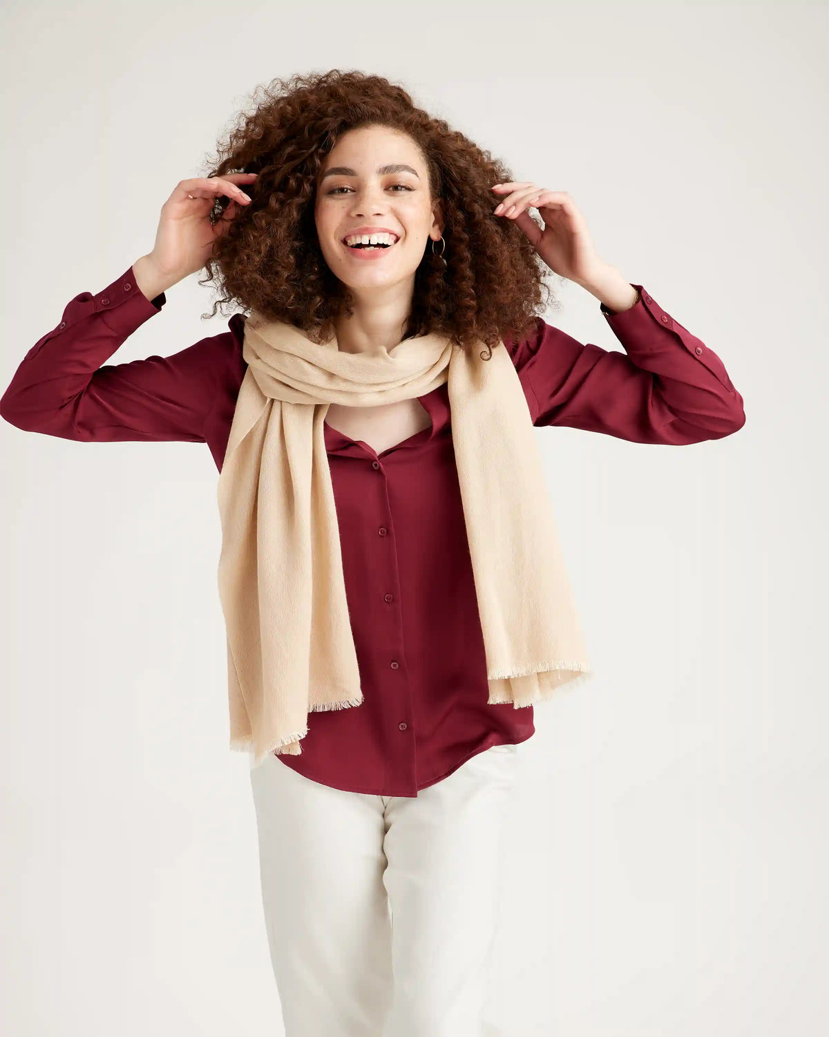 Featherweight Cashmere Silk Frayed Edge Scarf