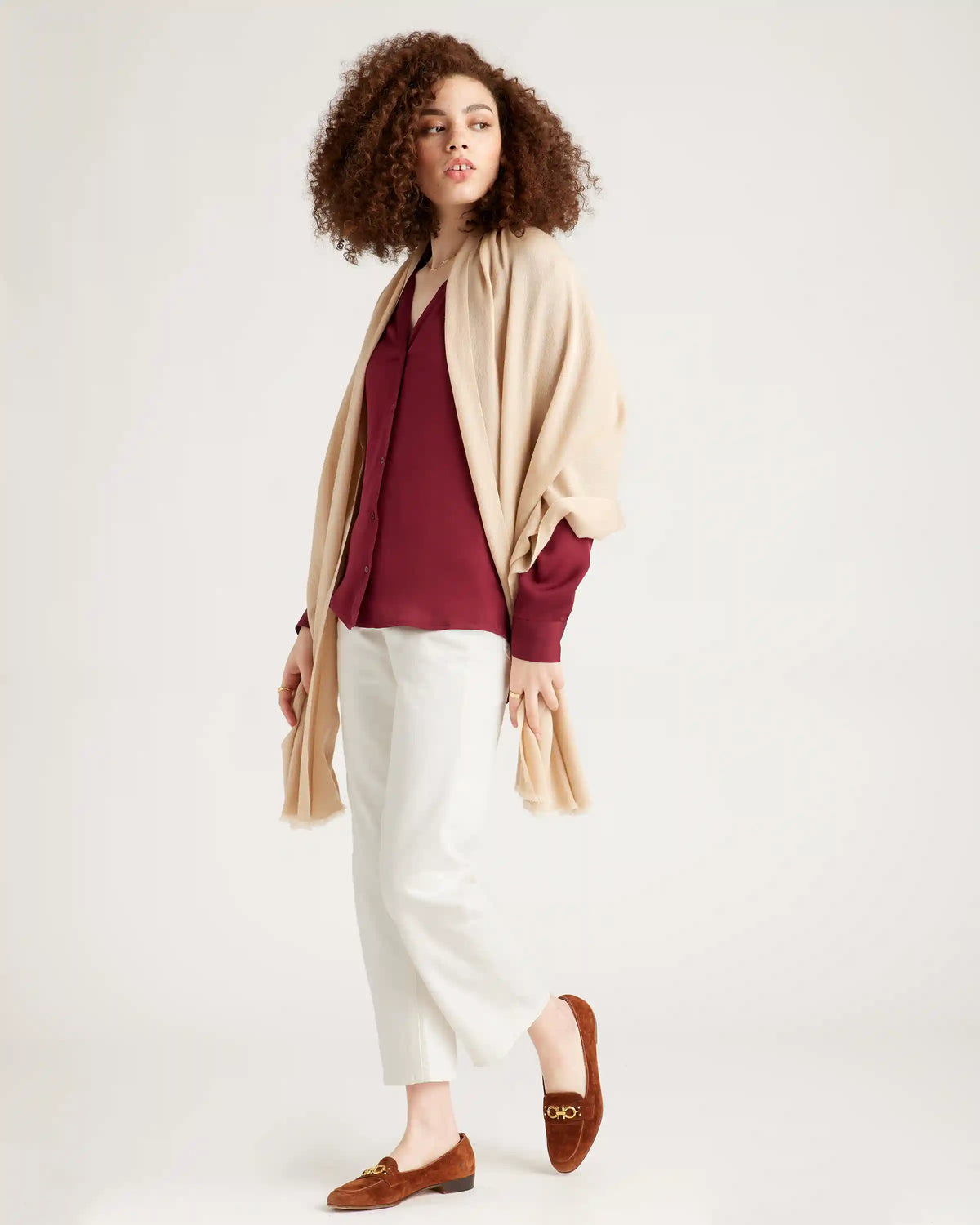 Featherweight Cashmere Silk Frayed Edge Scarf