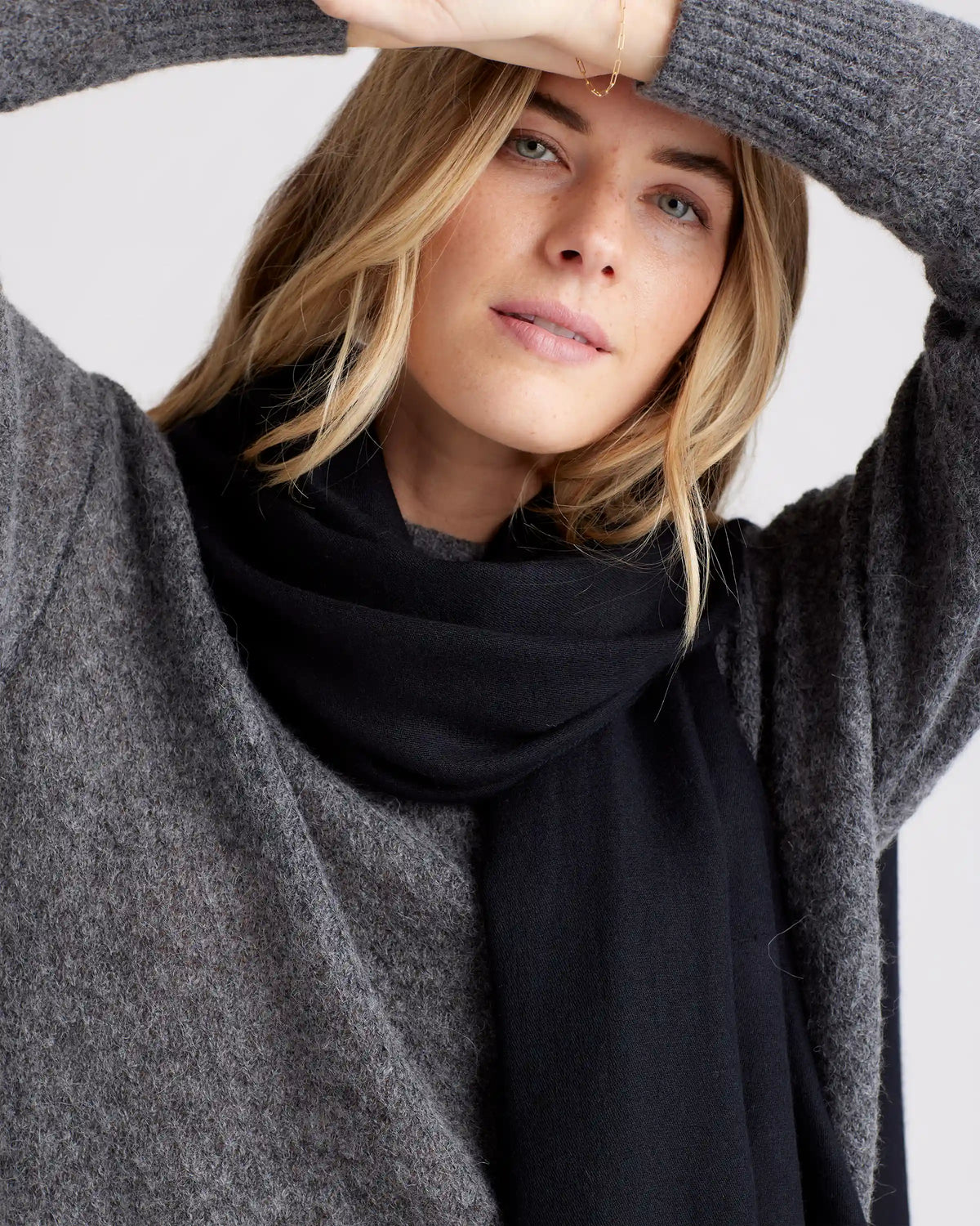 Featherweight Cashmere Silk Frayed Edge Scarf