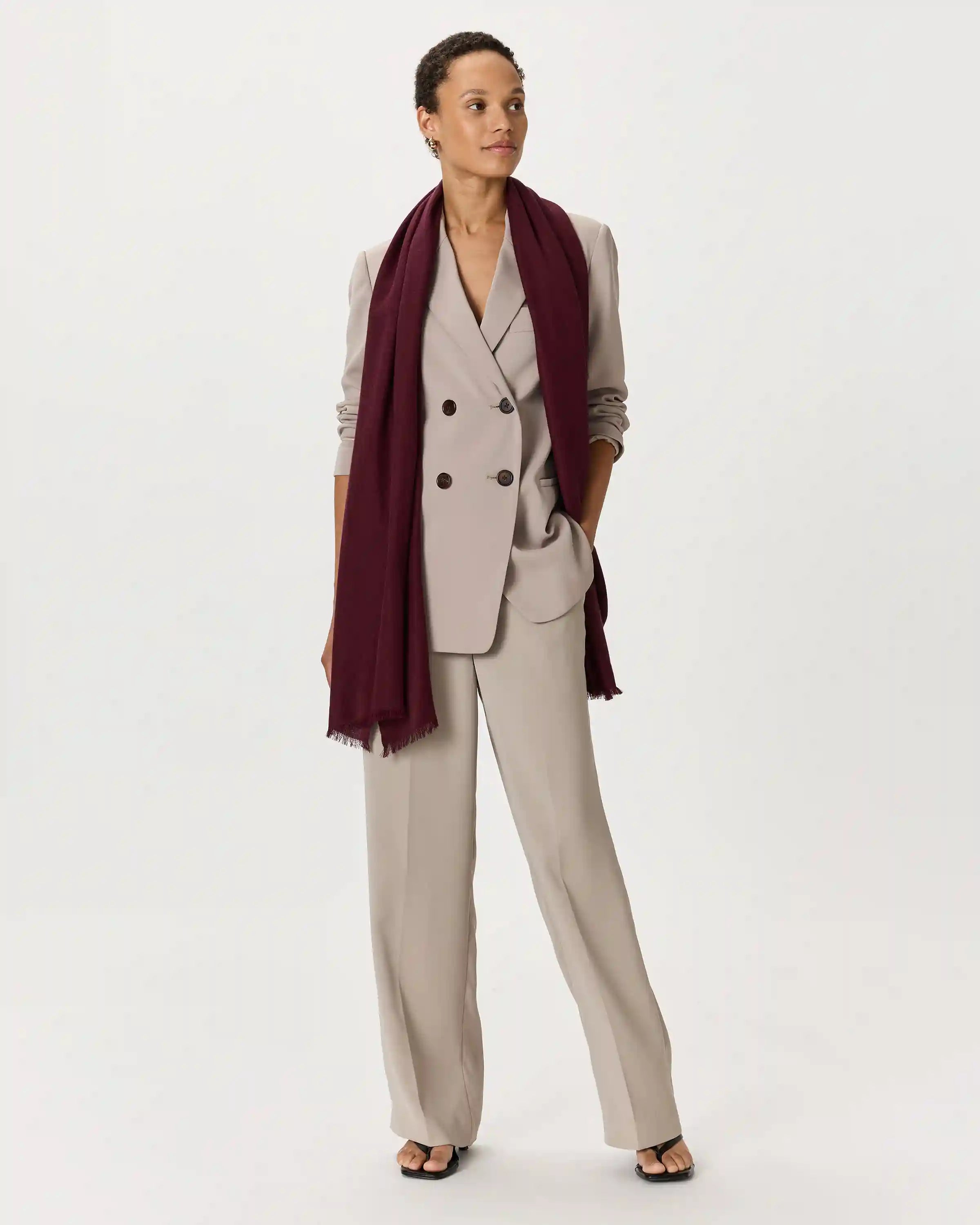Featherweight Cashmere Silk Frayed Edge Scarf