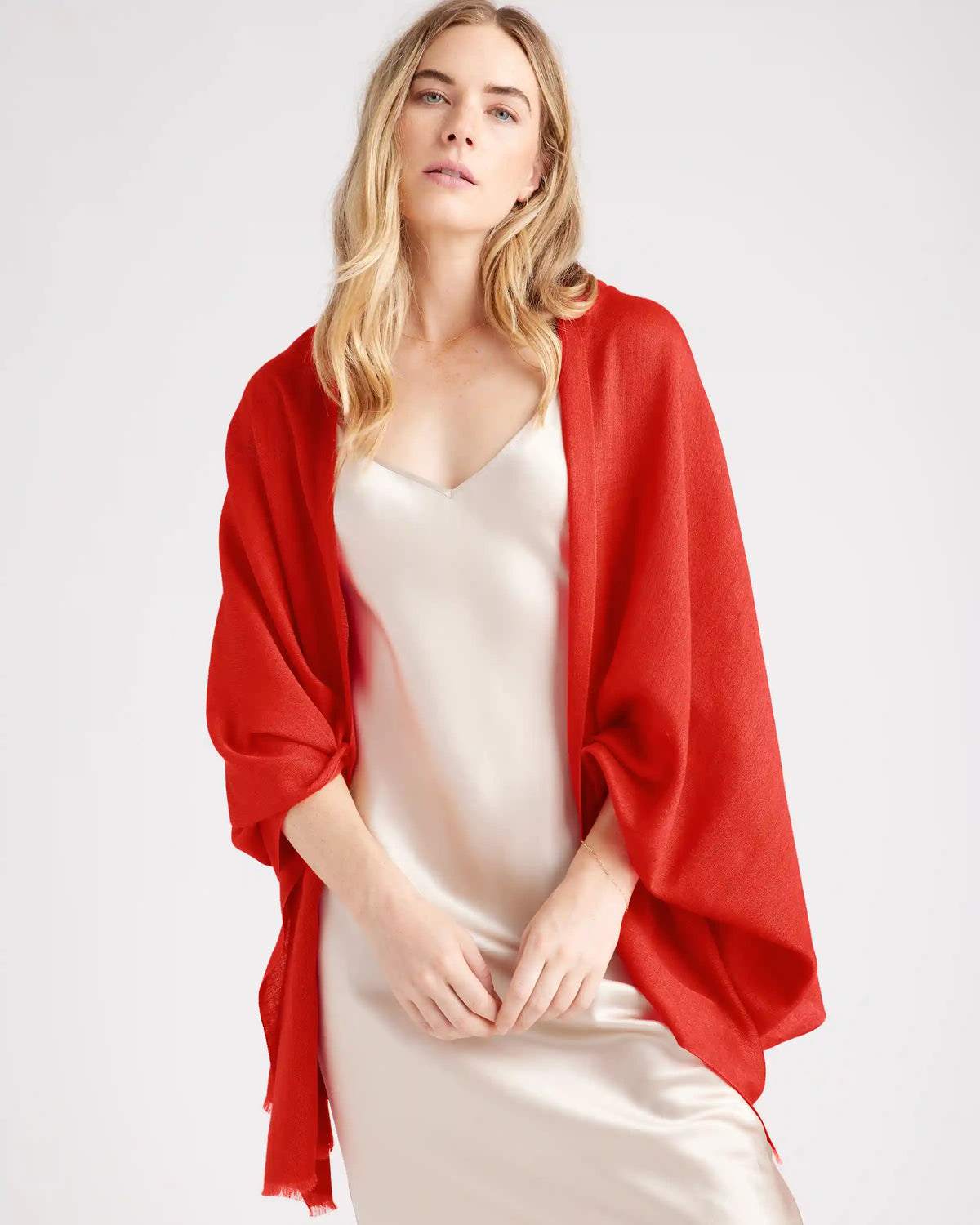 Featherweight Cashmere Silk Frayed Edge Scarf