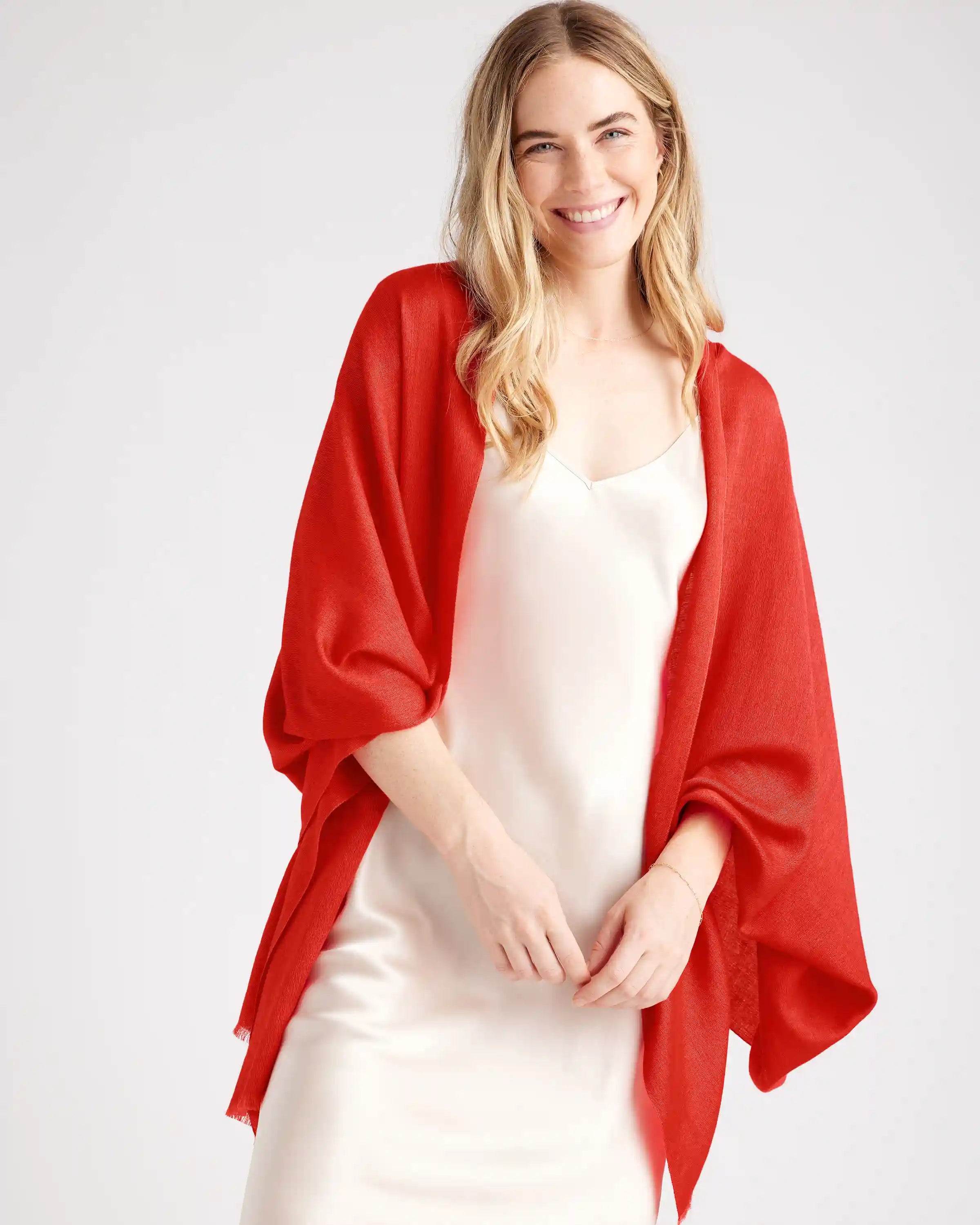Featherweight Cashmere Silk Frayed Edge Scarf