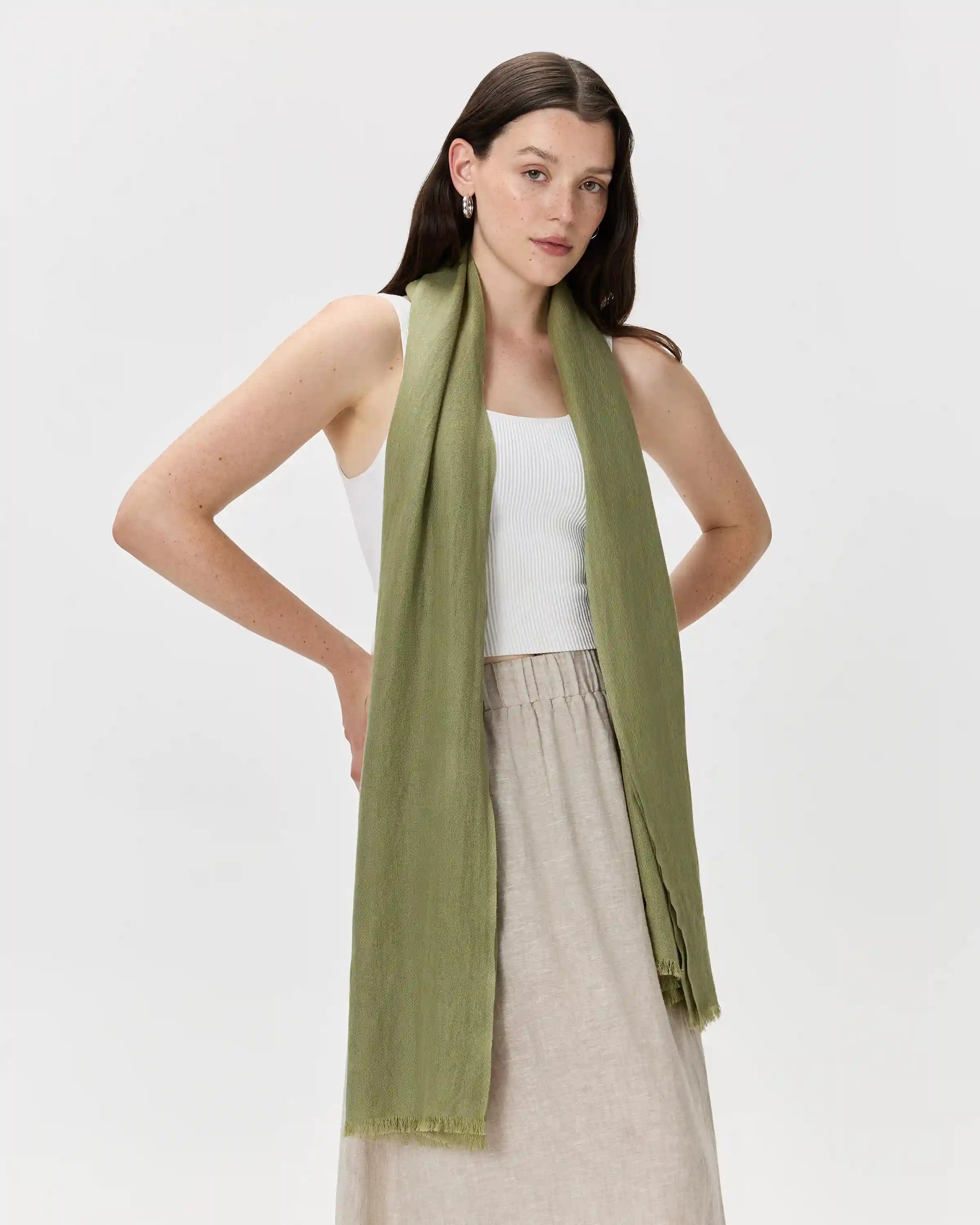 Featherweight Cashmere Silk Frayed Edge Scarf