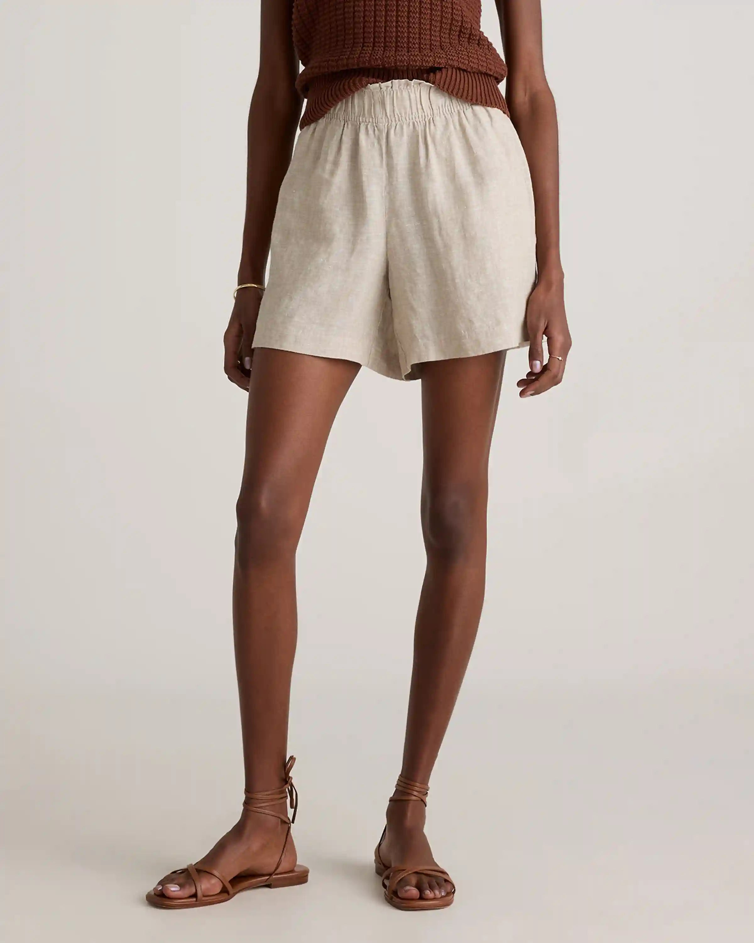 100% European Linen High Waisted Shorts