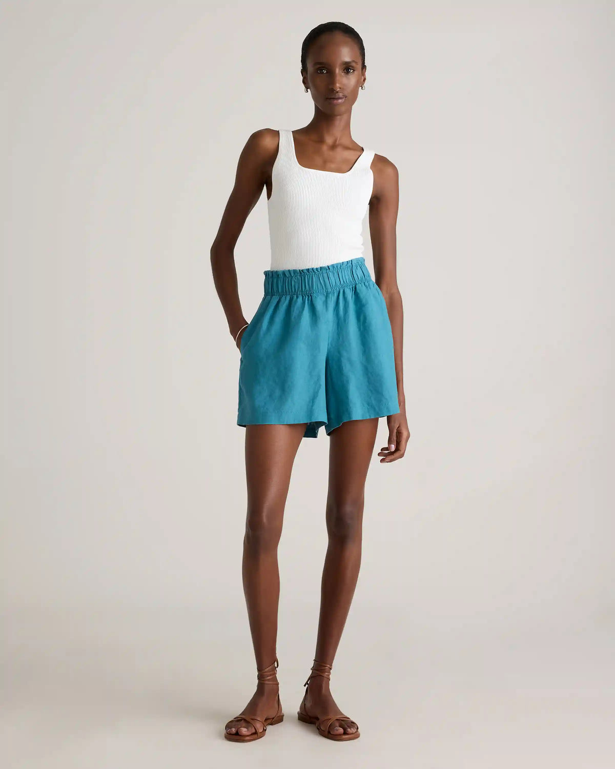 100% European Linen High Waisted Shorts
