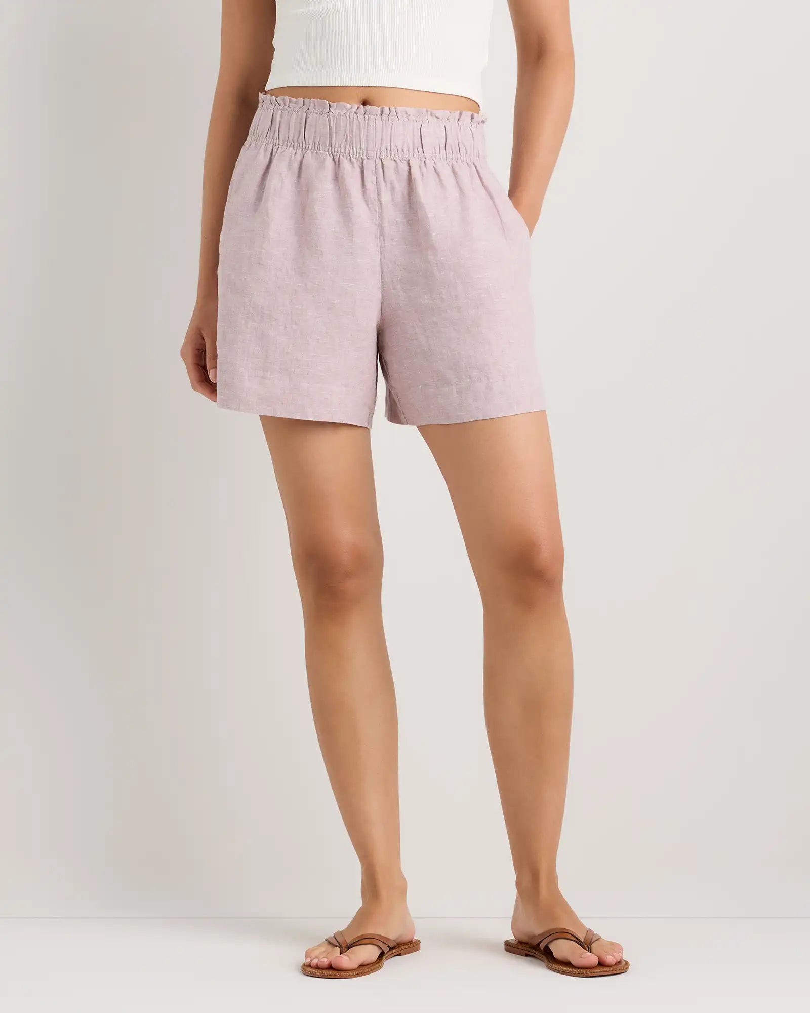 100% European Linen High Waisted Shorts