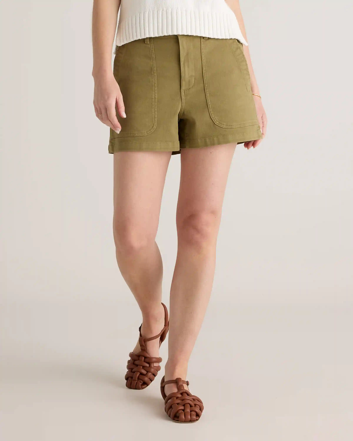 Organic Stretch Cotton Twill Utility Shorts