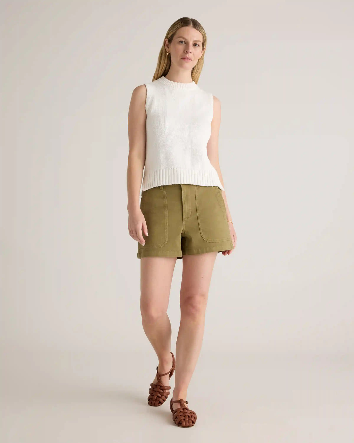 Organic Stretch Cotton Twill Utility Shorts