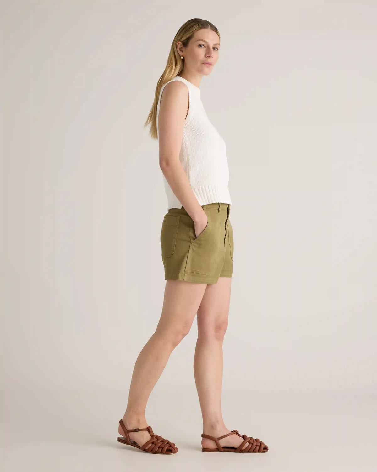 Organic Stretch Cotton Twill Utility Shorts