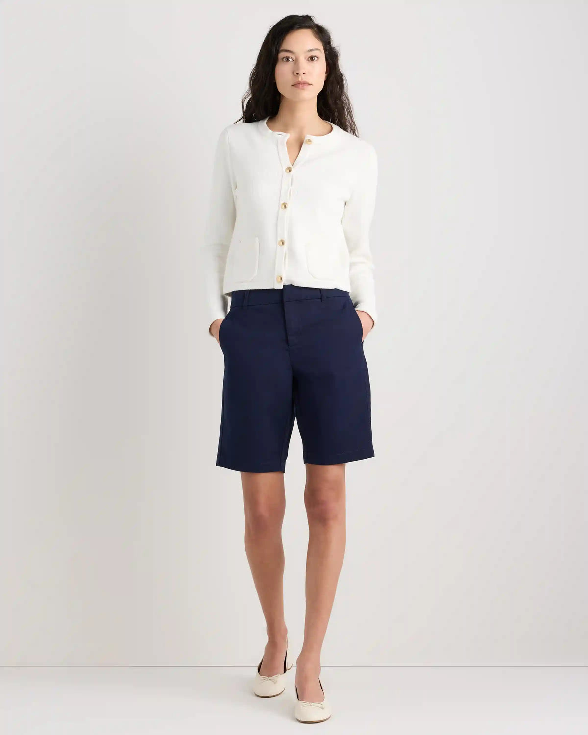 Organic Stretch Cotton Chino Bermuda Shorts