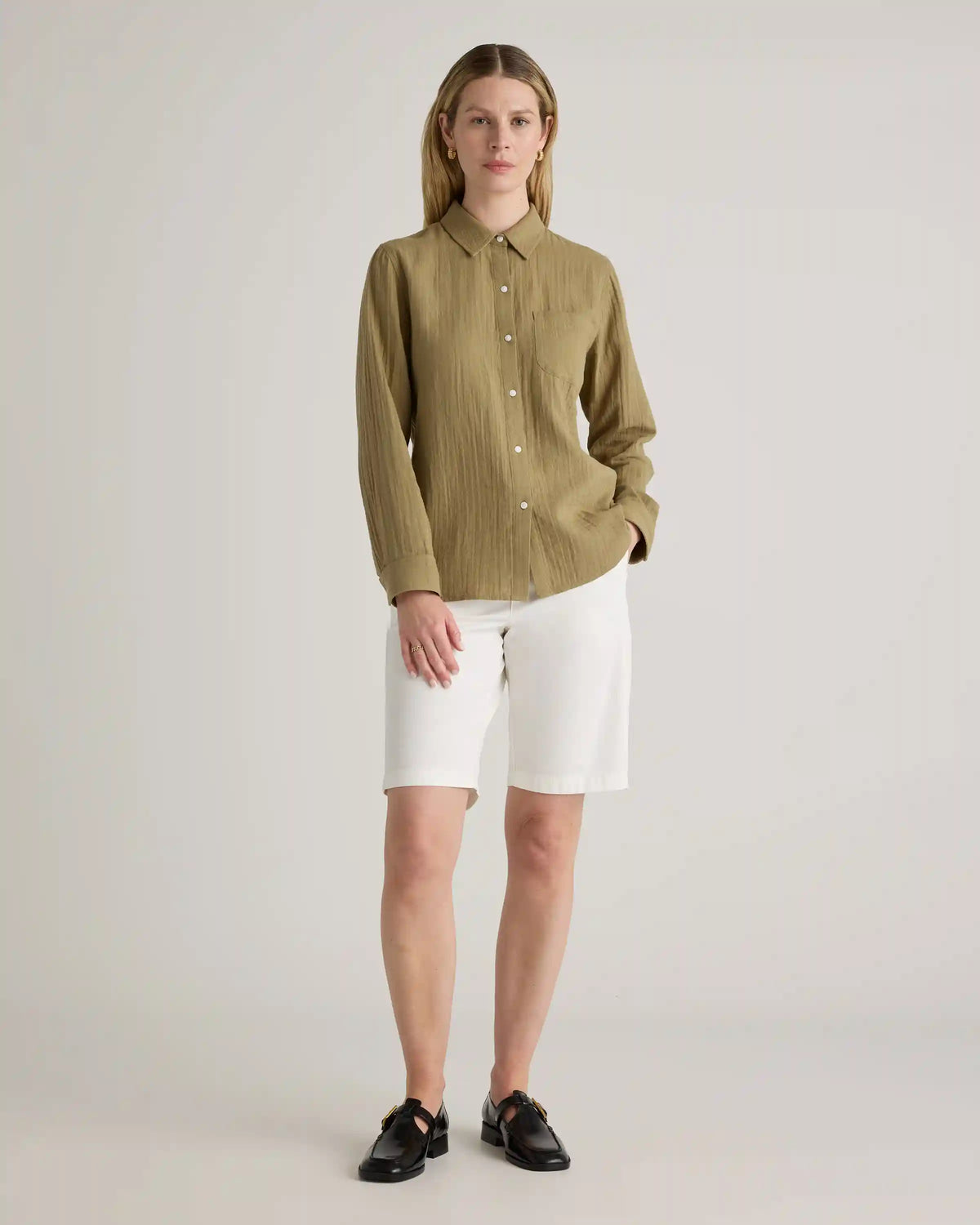 Organic Stretch Cotton Chino Bermuda Shorts