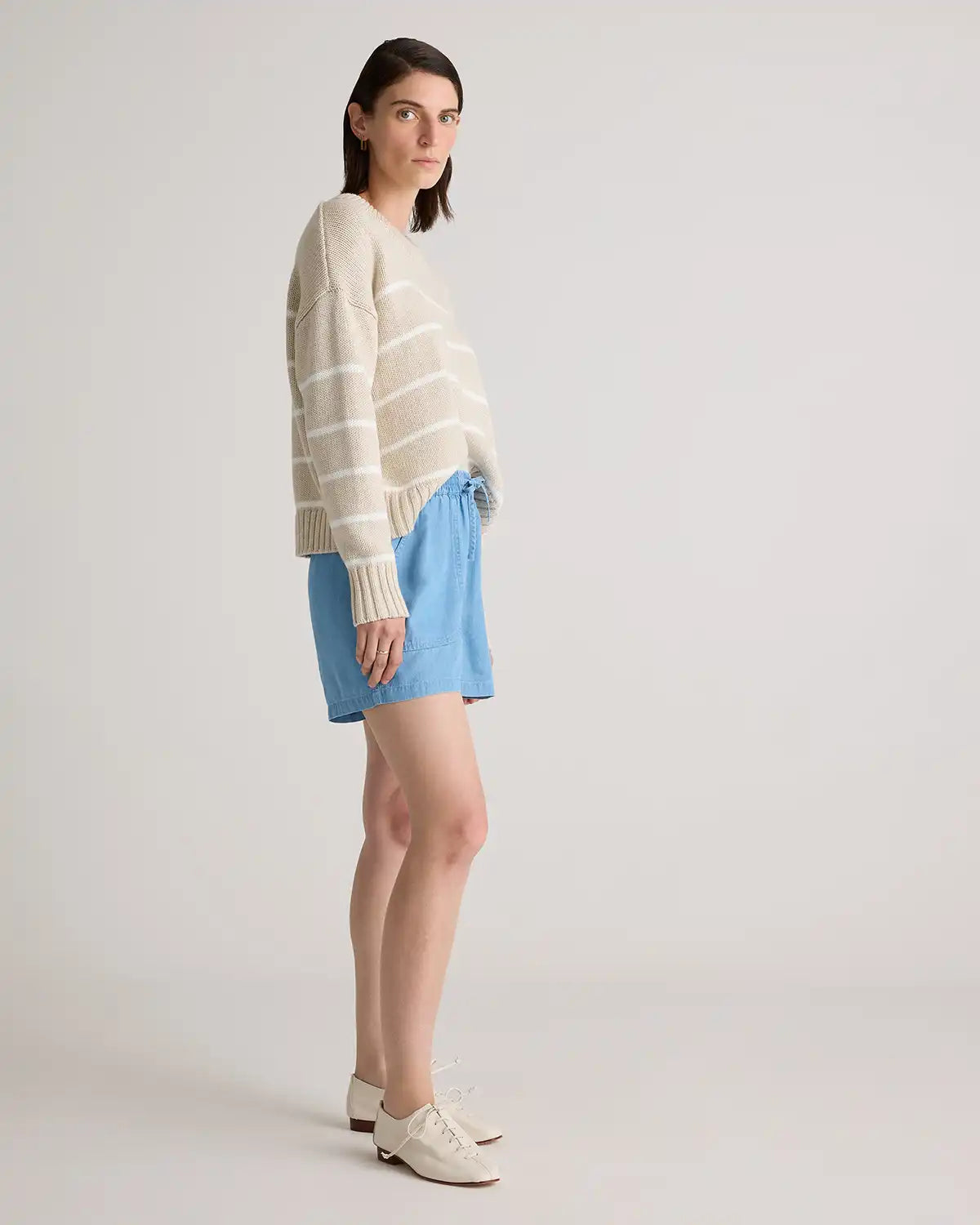 Pull-On Tencel Chambray Shorts
