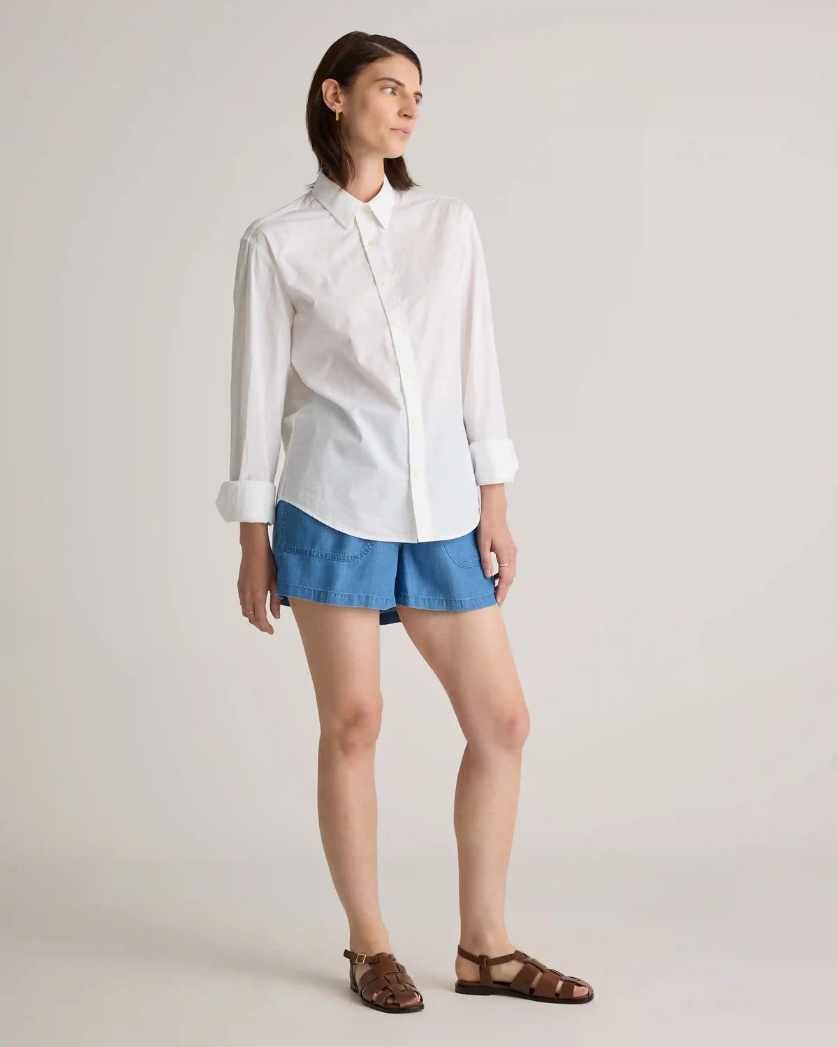 Pull-On Tencel Chambray Shorts