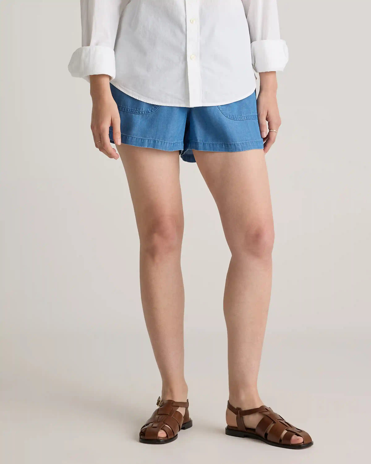 Pull-On Tencel Chambray Shorts