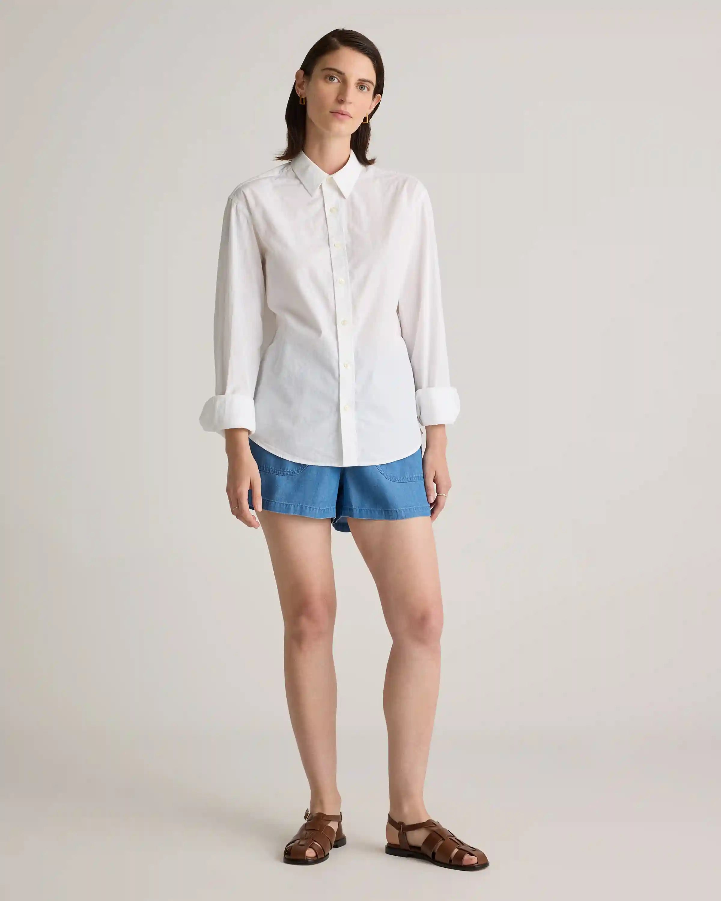 Pull-On Tencel Chambray Shorts