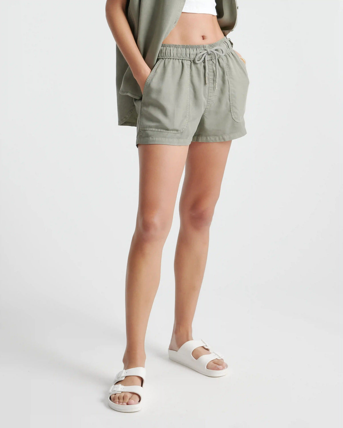 Vintage Wash Tencel Utility Shorts