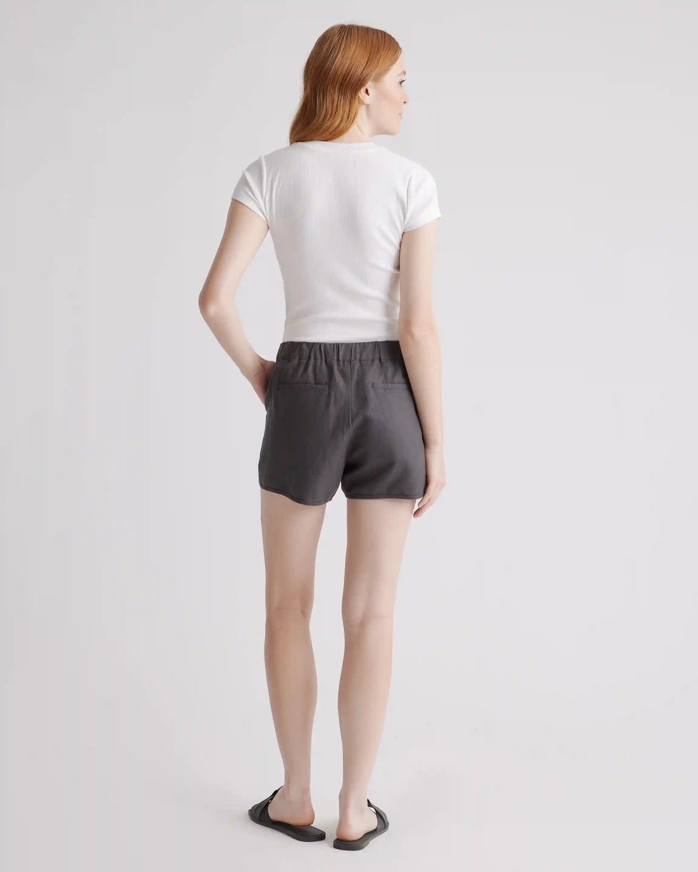 Cotton Linen Twill Pull On Shorts