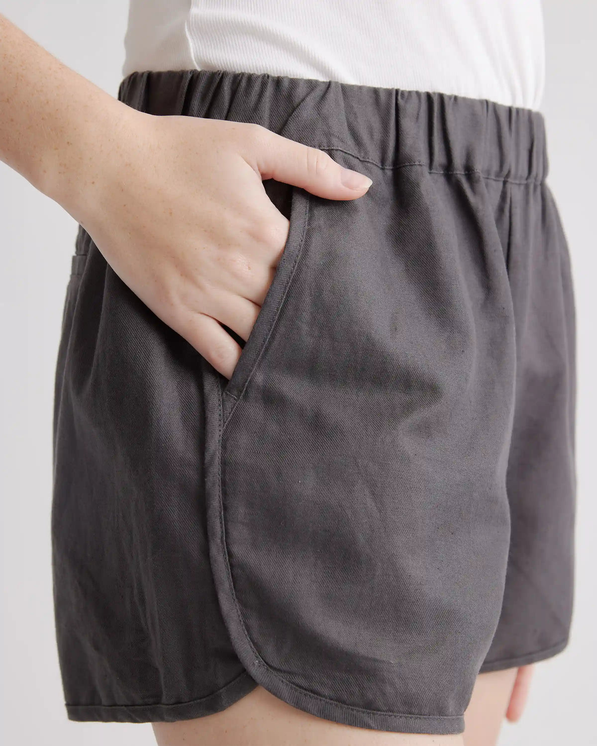 Cotton Linen Twill Pull On Shorts