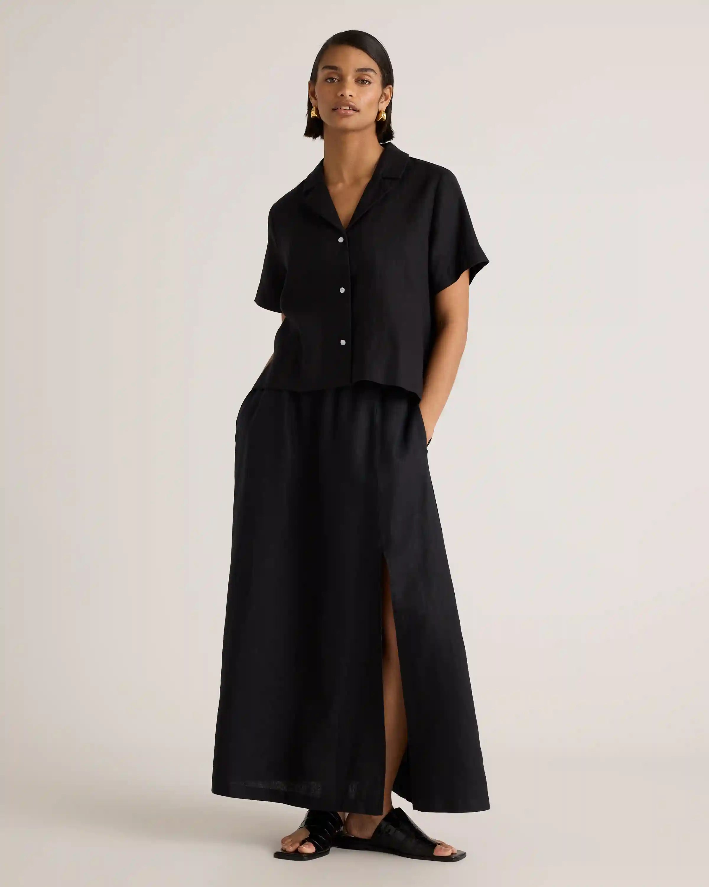 100% European Linen Maxi Skirt
