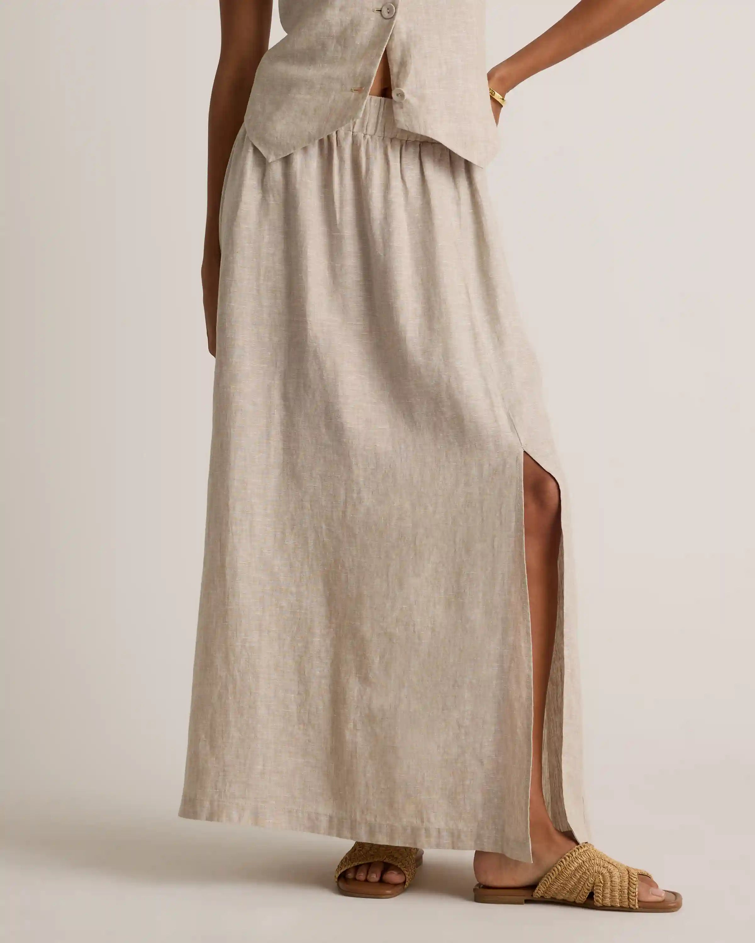 100% European Linen Maxi Skirt