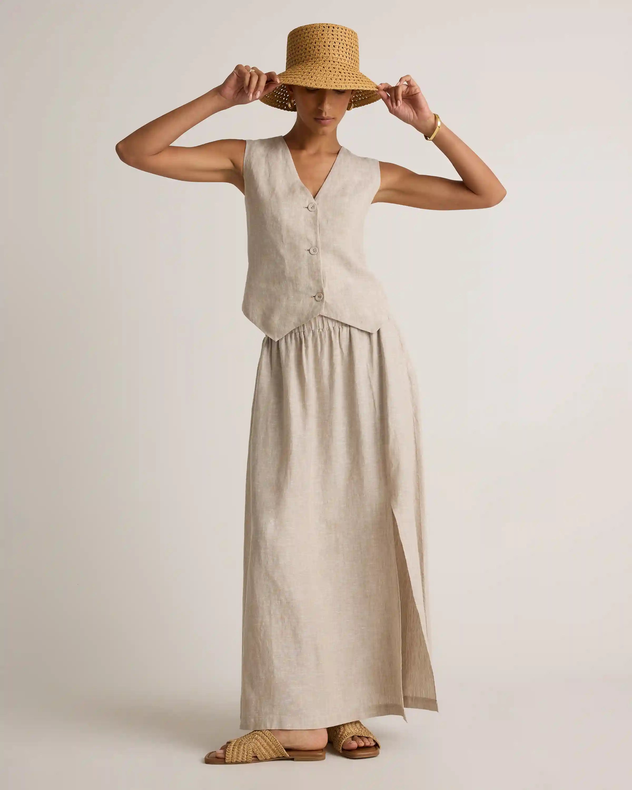 100% European Linen Maxi Skirt