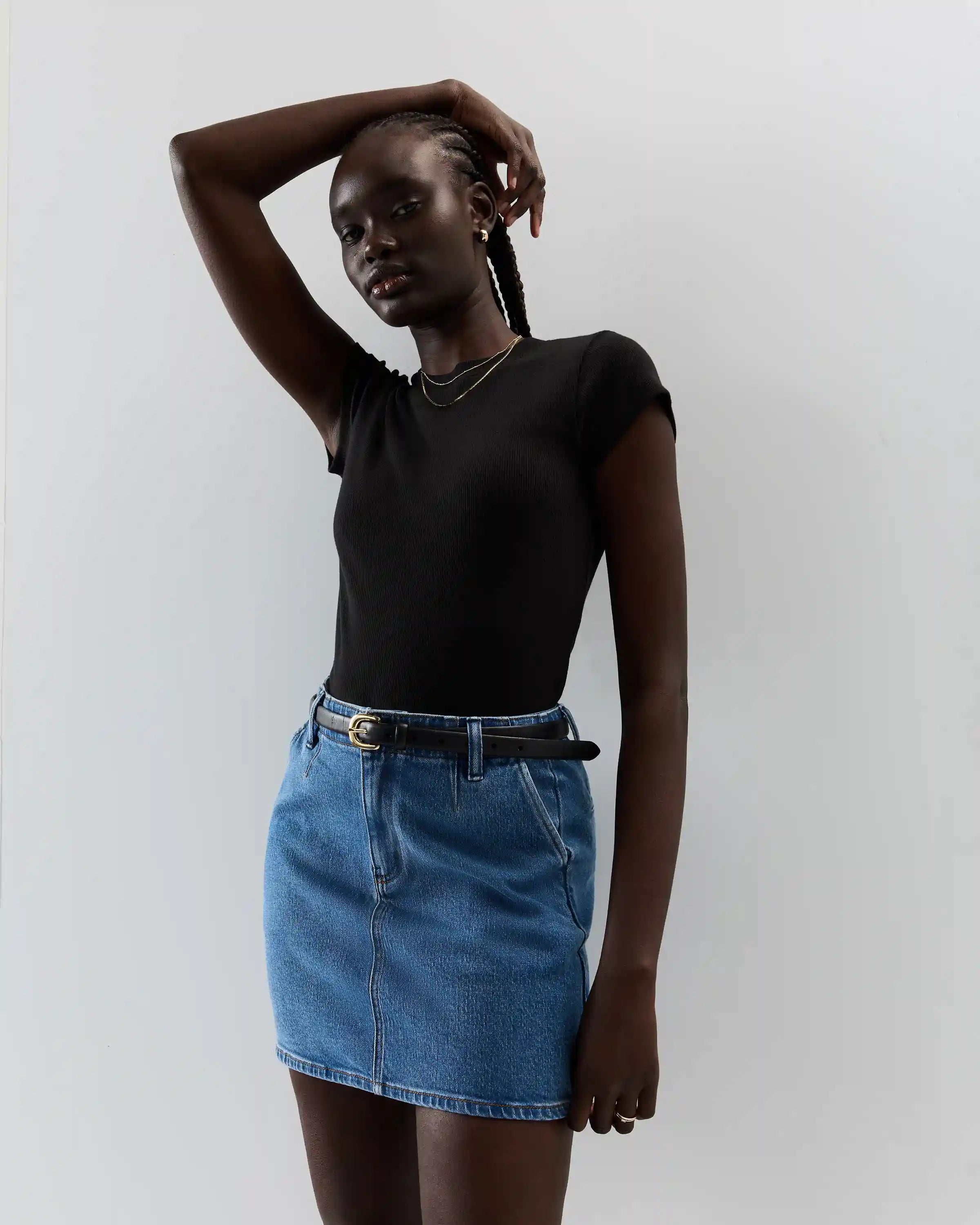 Stretch Denim Mini Skirt