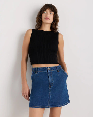 Stretch Denim Mini Skirt