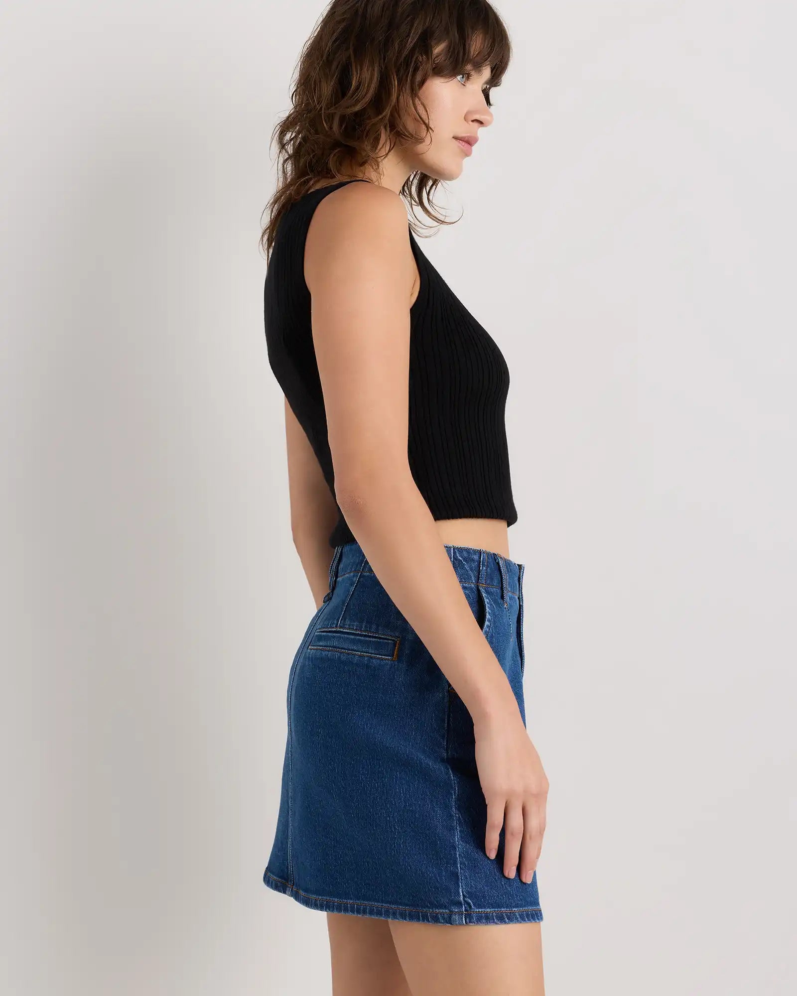 Stretch Denim Mini Skirt