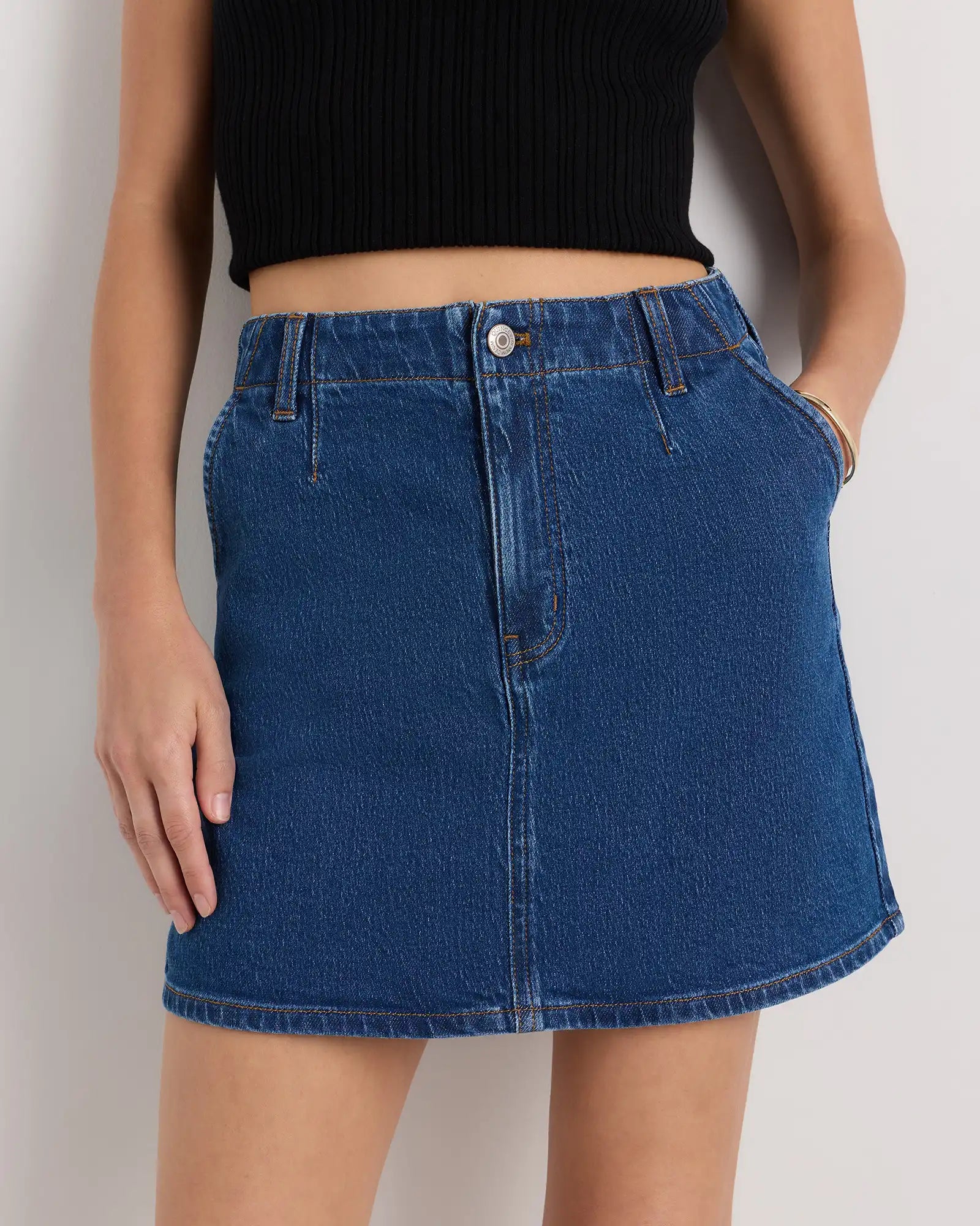 Stretch Denim Mini Skirt