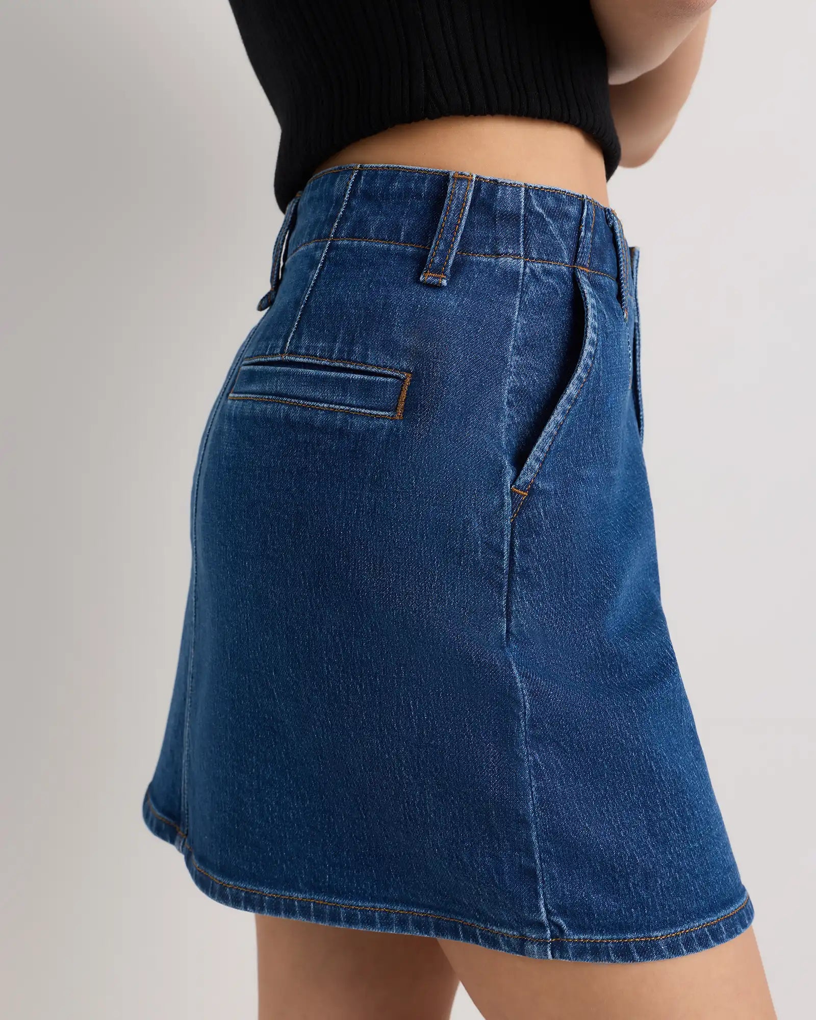 Stretch Denim Mini Skirt