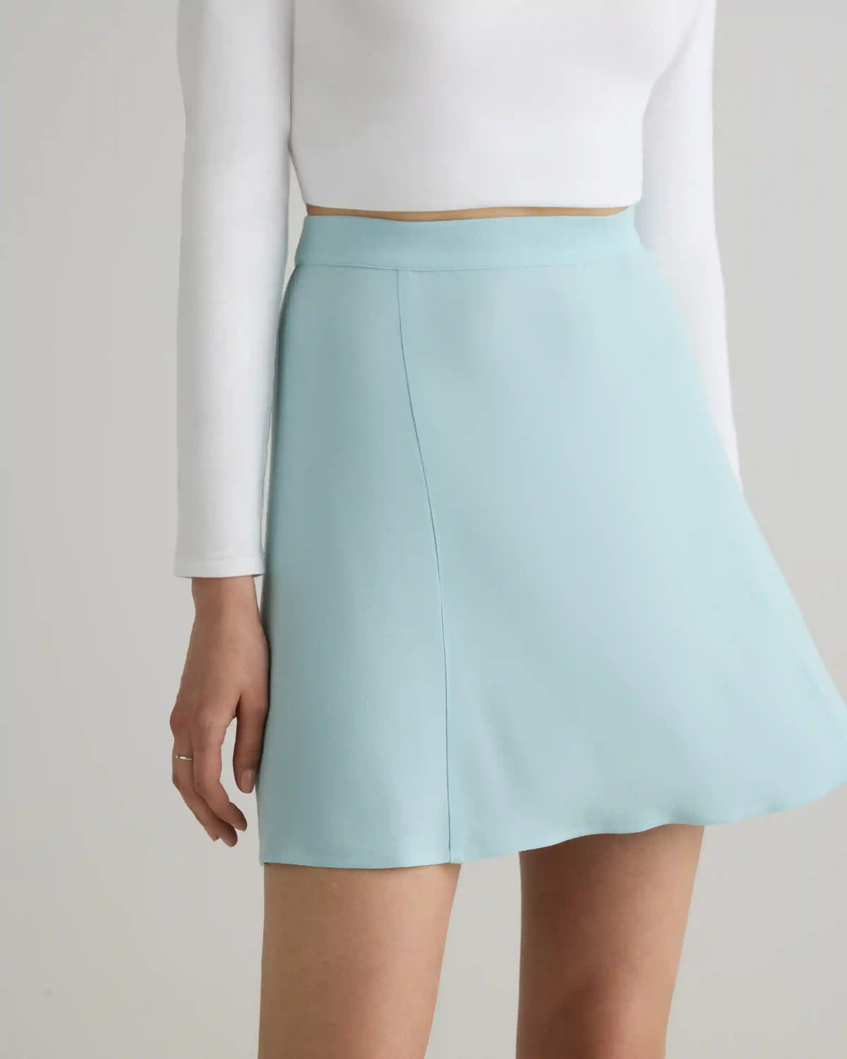 Lightweight Crepe A-Line Mini Skirt