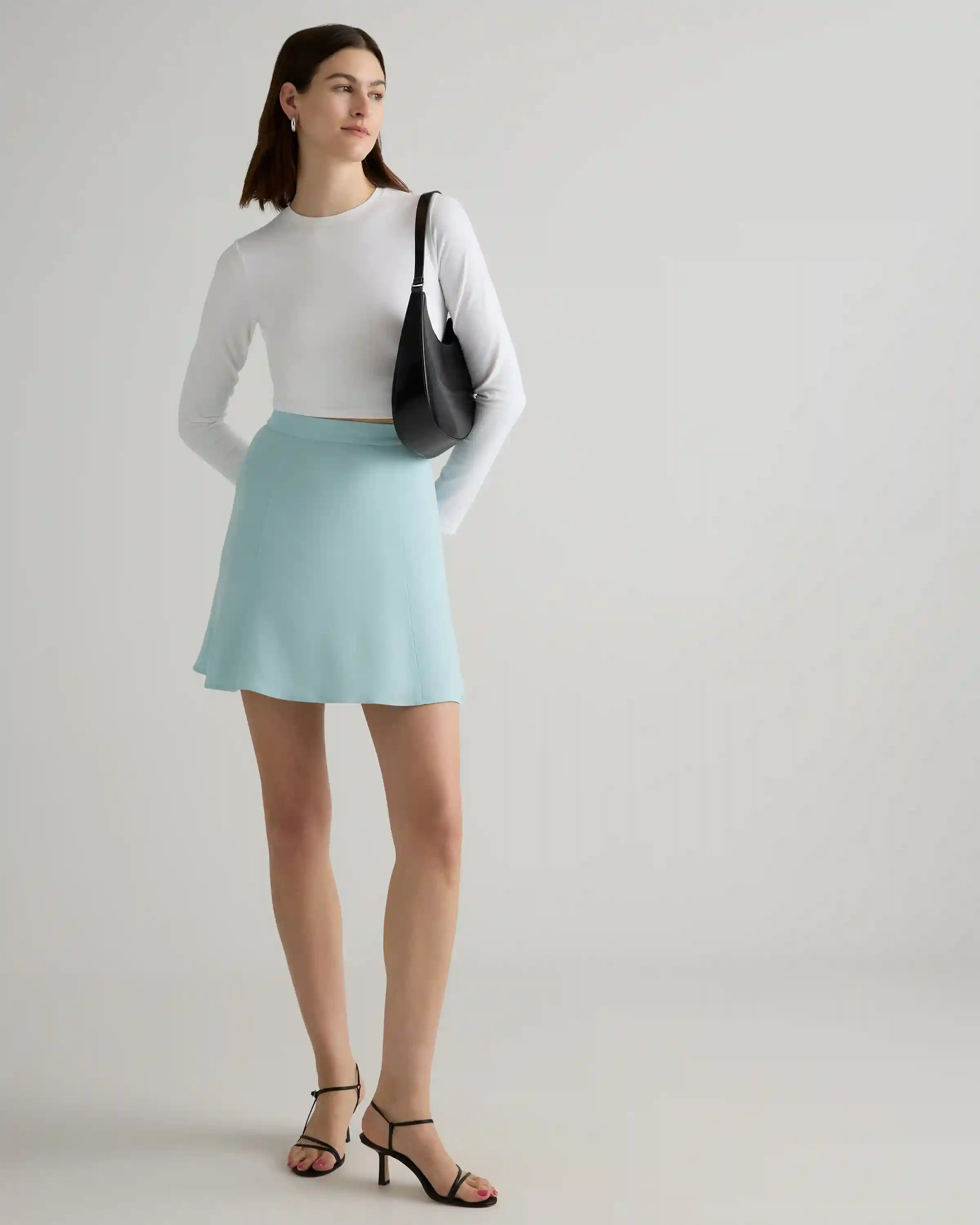 Lightweight Crepe A-Line Mini Skirt