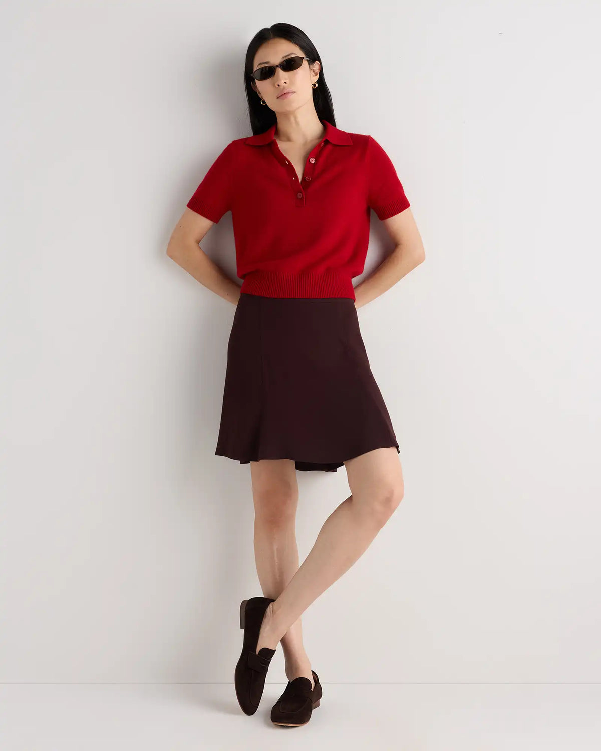 Lightweight Crepe A-Line Mini Skirt
