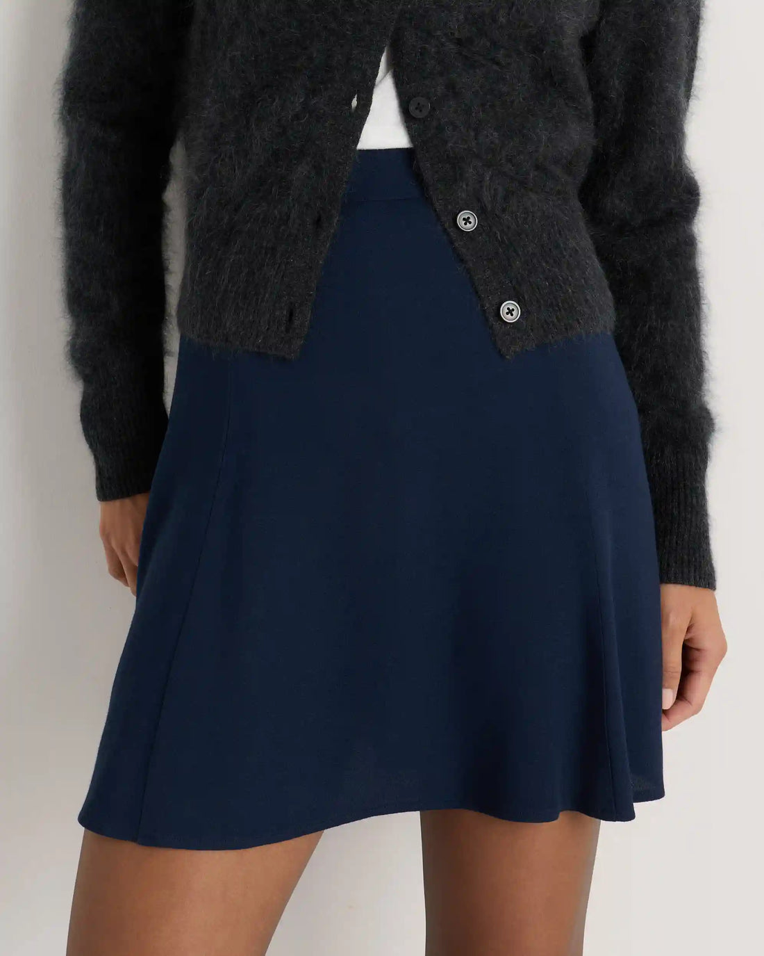 Lightweight Crepe A-Line Mini Skirt