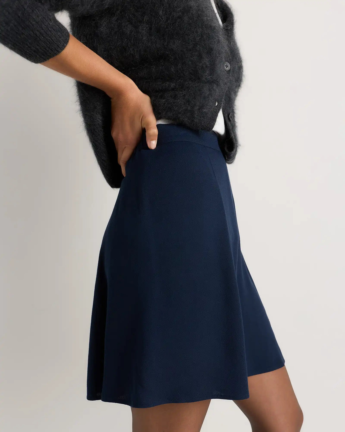 Lightweight Crepe A-Line Mini Skirt