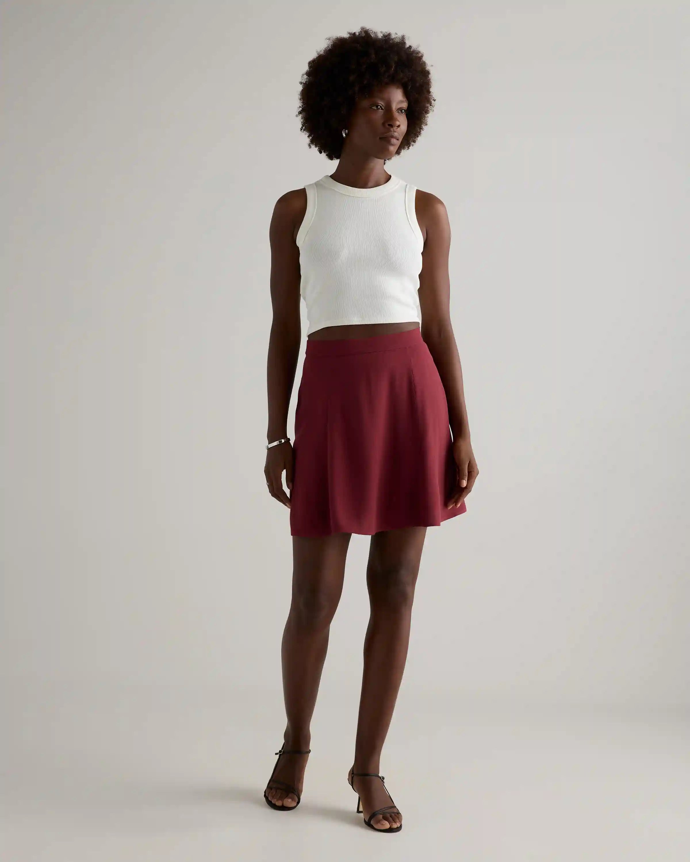 Lightweight Crepe A-Line Mini Skirt